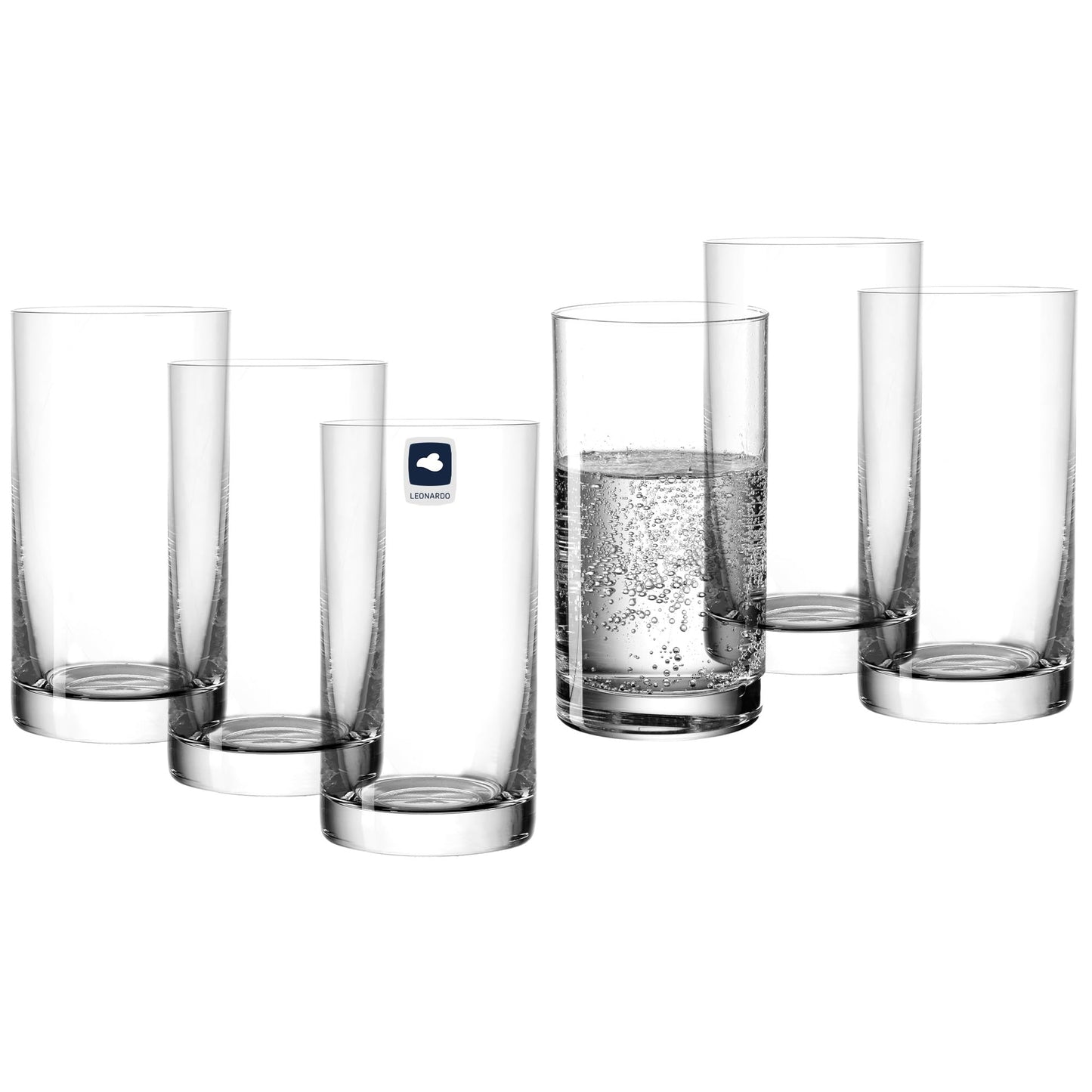Ūdens glāzes LEONARDO HOME EASY+ (6 gab. komplekts) • 260 ml triecienizturīgas glāzes • 6 krāsas • Mazgājamas trauku mazgājamā mašīnā • Izturīgas ikdienai • Sulas glāze Easy+ • 039612