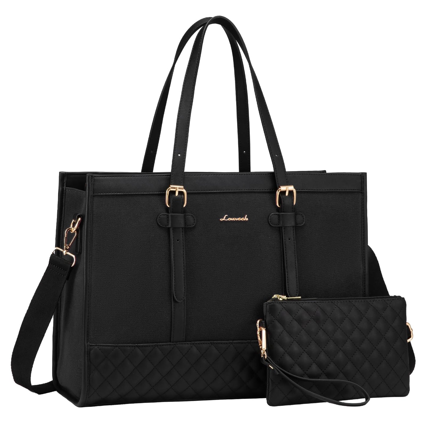 Laptopu soma sievietēm, LOVEVOOK 15,6 collu rokas soma, darba soma, skolotājas soma, lietišķa darba soma, vidēja izmēra, shopper soma birojam, universitātei un darbam, melna