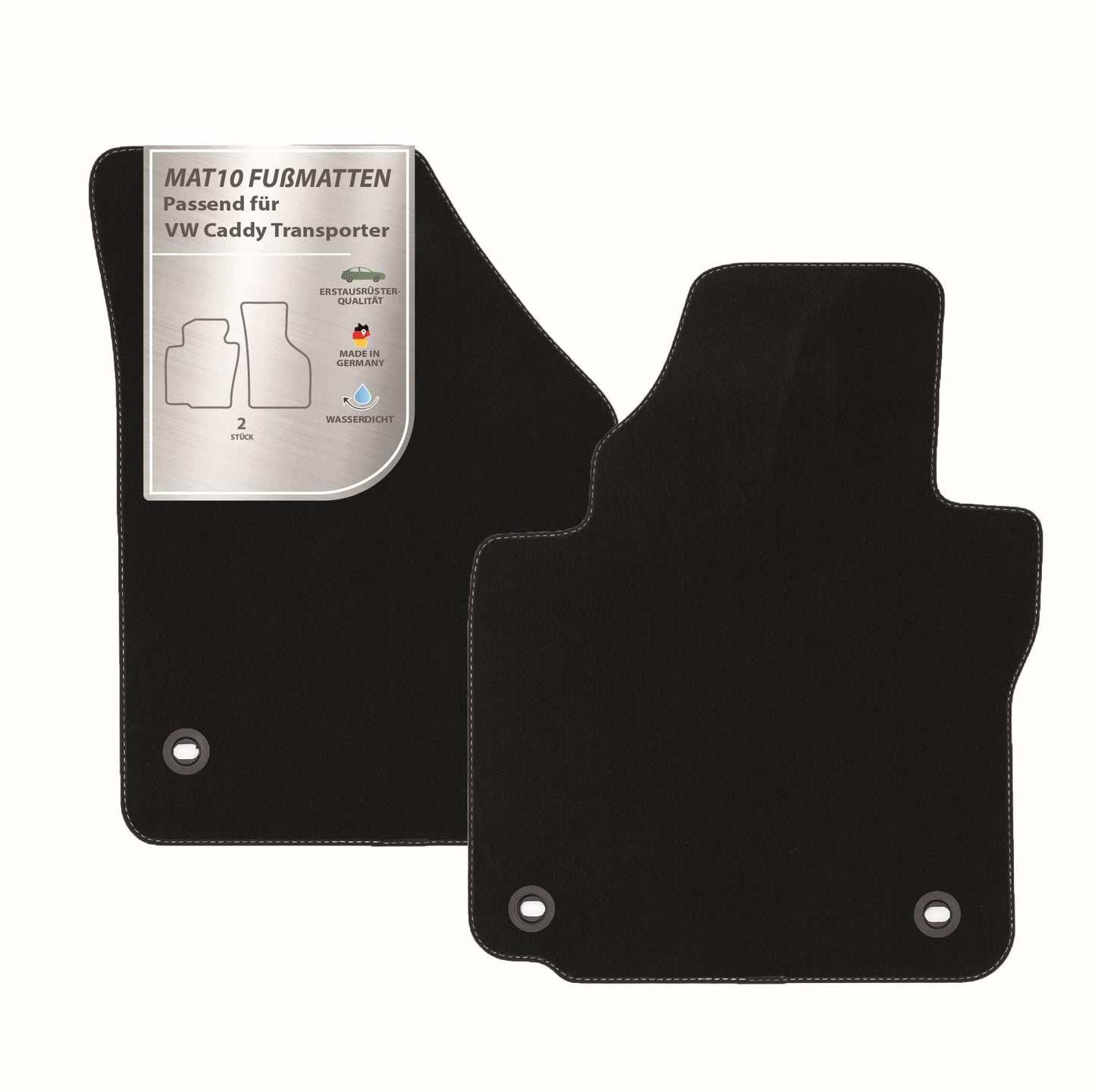 MAT10 – Auto paklāji, kas piemēroti VW Caddy Transporter (BJ 02/2004 - 12/2006, tips 2K) no velūra | 2 daļu automašīnu paklāju komplekts | izturīga oriģinālo ražotāju kvalitāte, ražots Vācijā