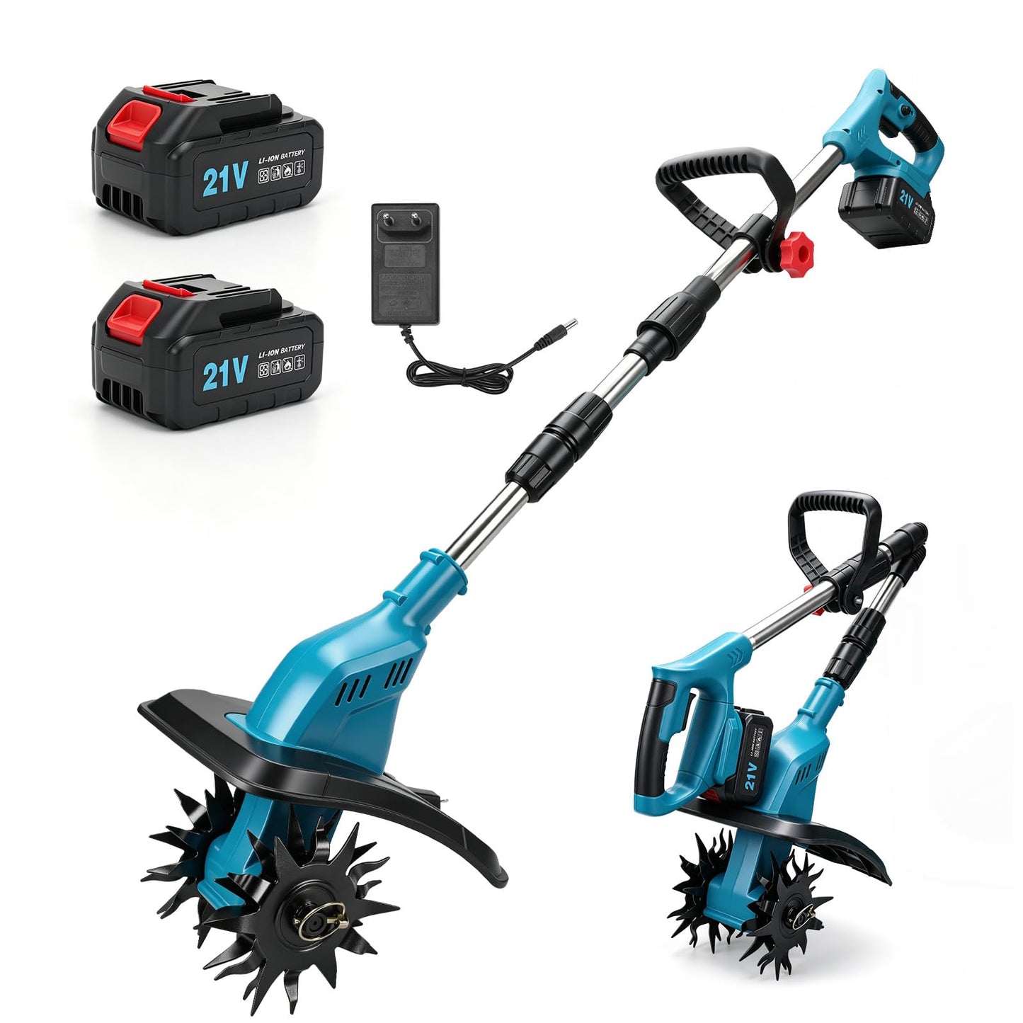 Akumulatora augsnes frēze motorkaplis ar 2×2600mAh akumulatoriem