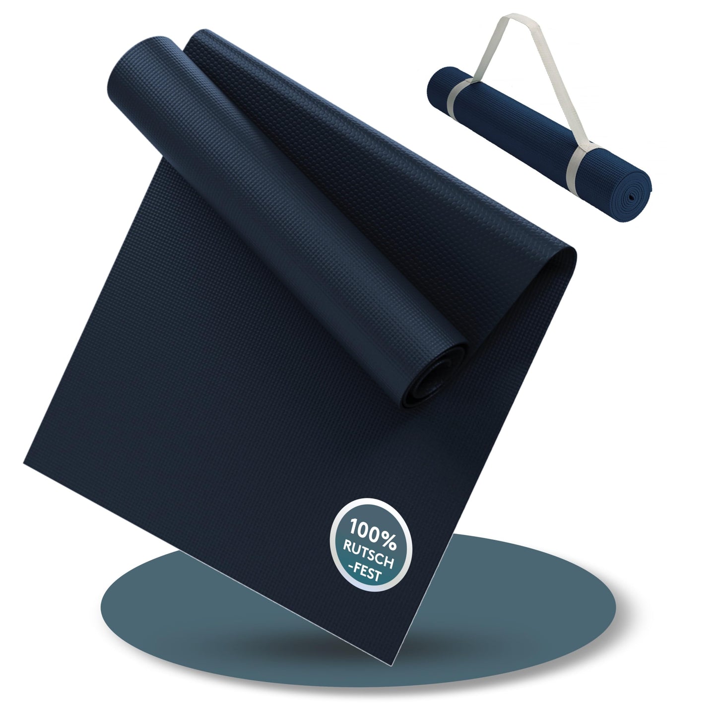 Jogas paklājiņš LILENO SPORTS Midnight Blue (180x60cm) – neslīdošs jogas un fitnesa paklājs