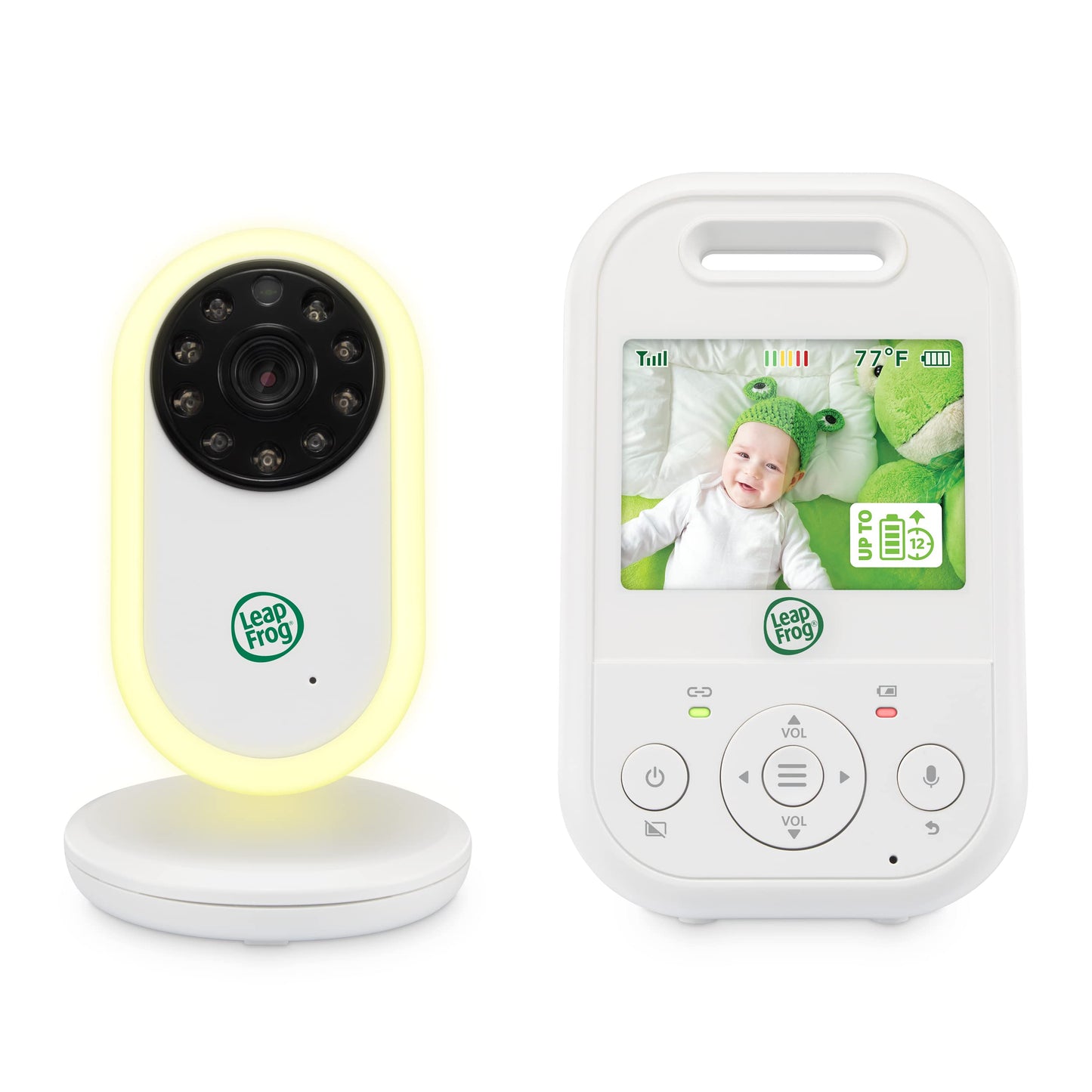 Babyphone ar kameru LeapFrog LF2423, liels darbības rādiuss, 2.8 collu video LCD displejs, 2X tālummaiņa, temperatūras sensors, trokšņa aktivizēšanas režīms, divvirzienu sakari, ilgs akumulatora darbības laiks, 720p
