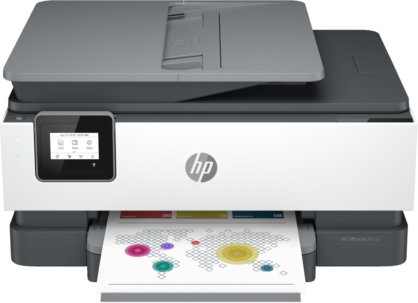 HP OfficeJet 8015e - A4 printer, 4800 x 1200 DPI, 18 lpp/min, WLAN, gray color.