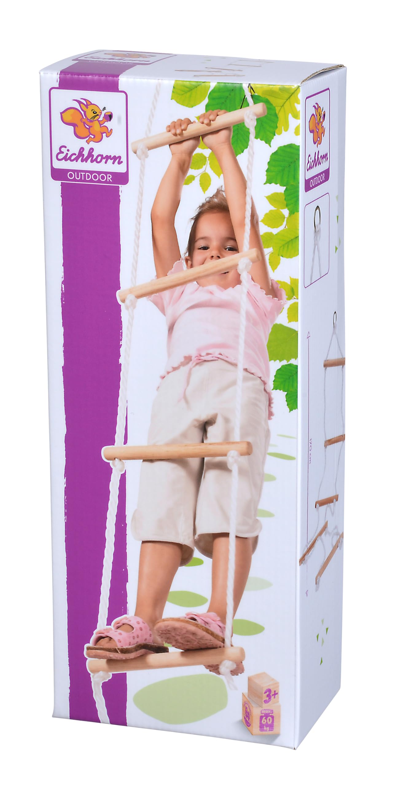 Bigjigs Toys koka šūpulis-bērnu šūpoles, āra piekaramais krēsls ar virvi