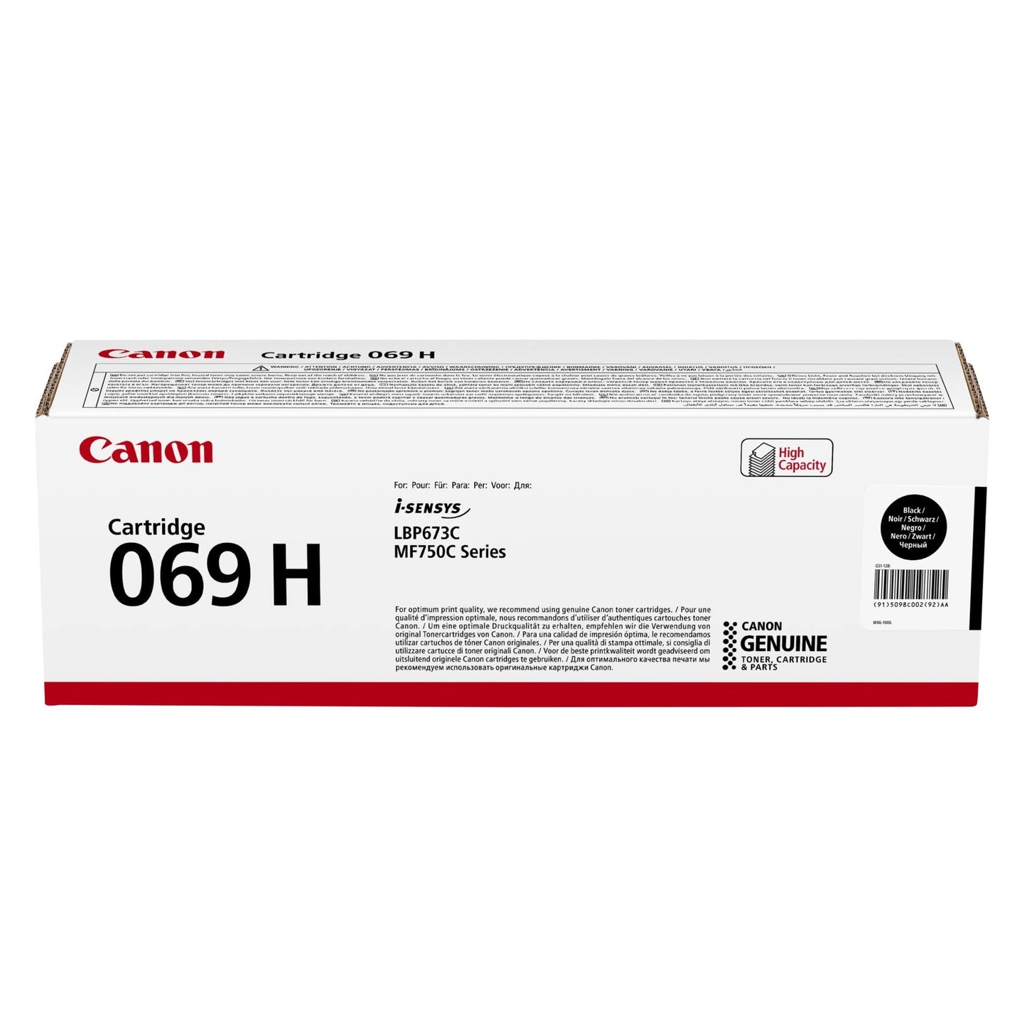 Canon 069H Toner Cartridge - High yield, black, original, compatible with i-SENSYS LBP673Cdw, LBP673dw, MF752Cdw, MF754Cdw