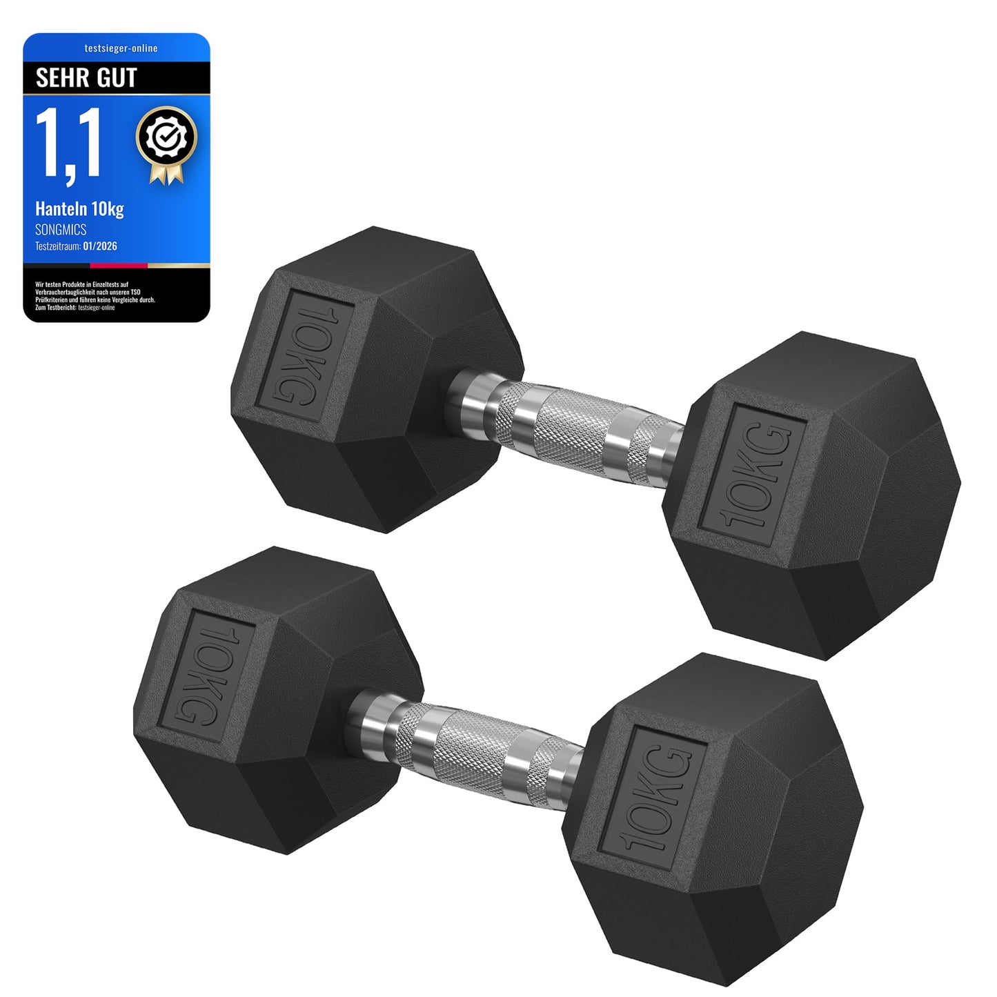 Hanteles SONGMICS, 2 gab., hexagonālas, kopā 20 kg