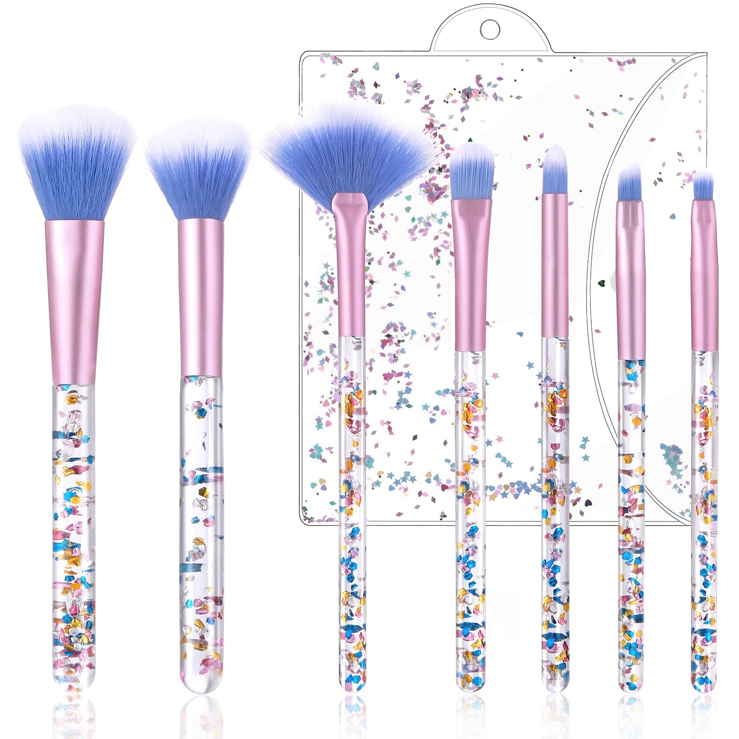 Vēdekļa formas grima otu komplekts WLLHYF Crystal Sparkles pūderim un tonālajam krēmam