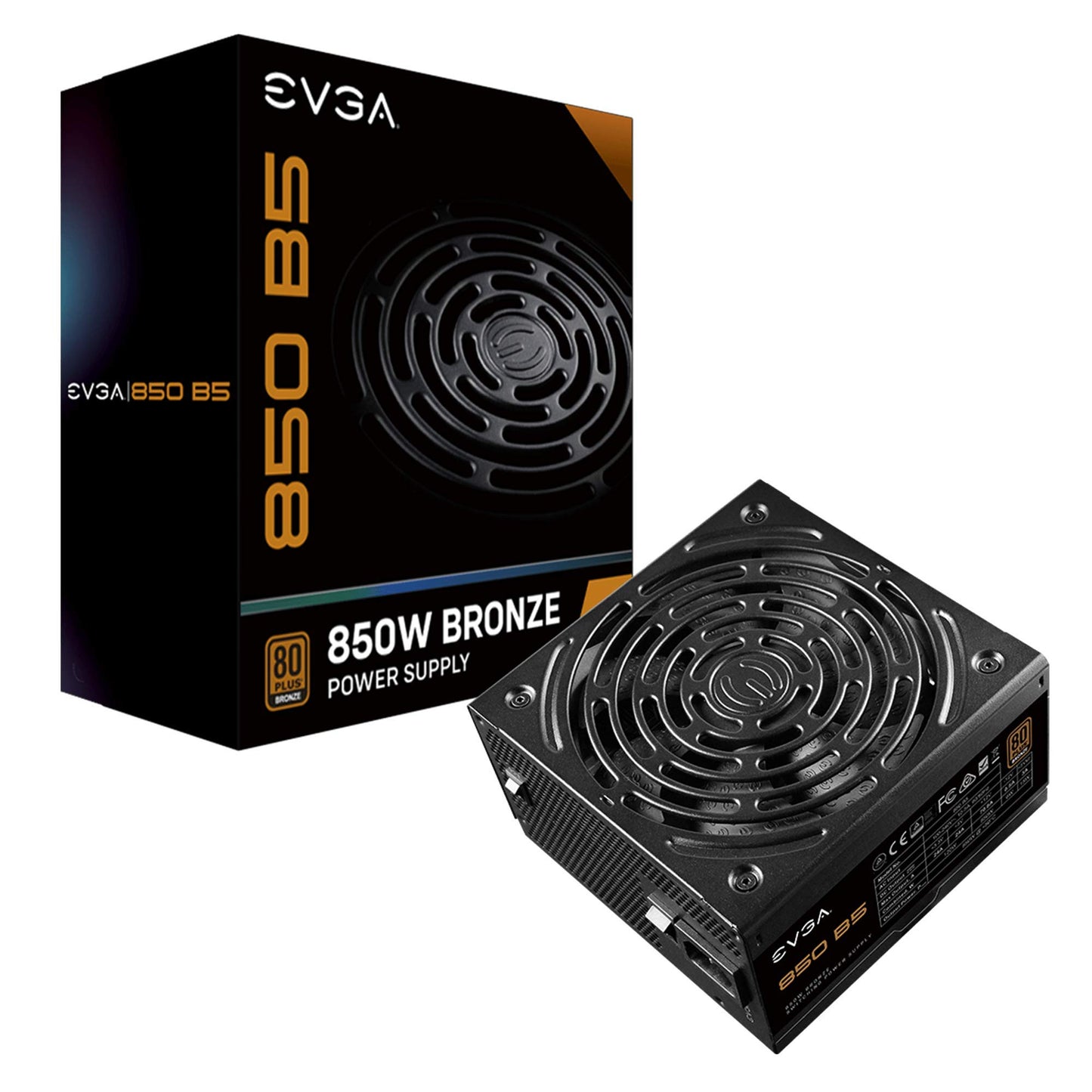 EVGA 850 B5 - 80 Plus BRONZE 850W, fully modular, compact 150mm size, 5-year warranty, ECO mode, power supply 220-B5-0850-V2 (EU)