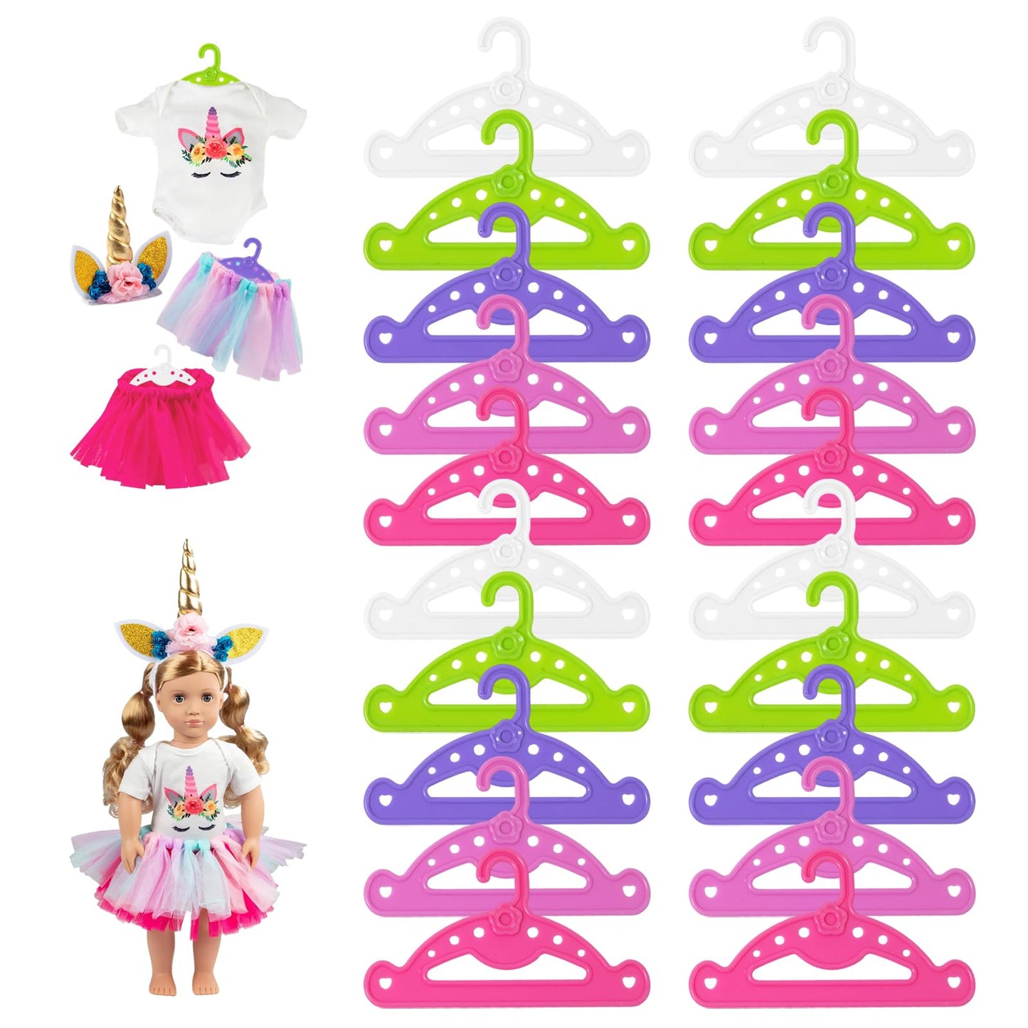 TenaLucy bērnu drēbju pakaramie, 20 gab., plastmasas, neslīdoši, 12.8cm