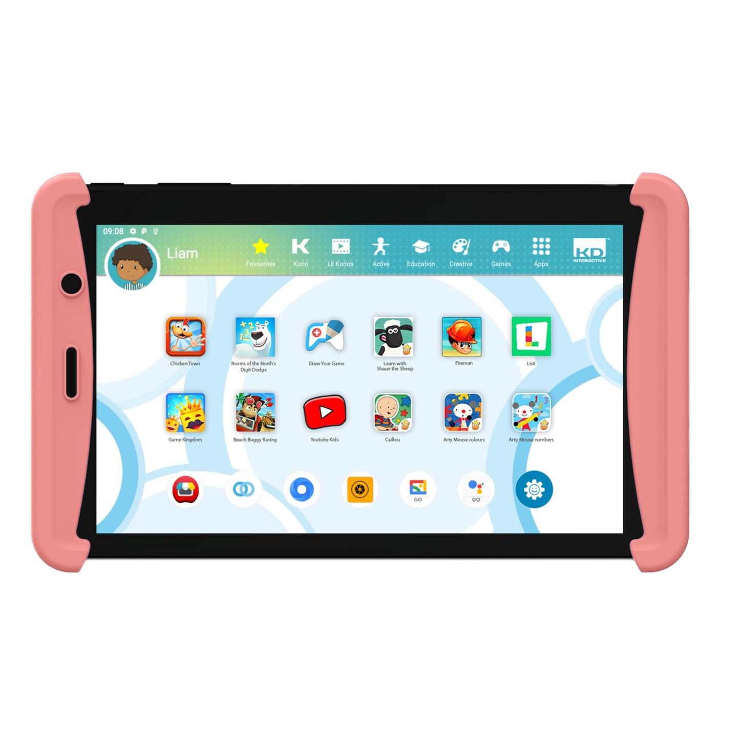 Kurio C21171 Tab Lite 2-rozā-Android planšetdators bērniem, 7"-skārienekrāns, 16 GB atmiņa, kamera, 40+ lietotnes, bērnu drošības funkcija, aizsarg vāks-mācību dators, bērnu planšetdators, portatīvais dators rotaļlieta-ideāls ceļojumiem