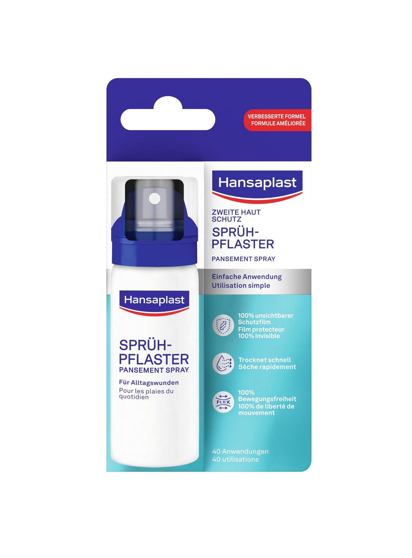 Pārsēju aerosols Hansaplast ikdienas brūcēm, 40 ml, neredzams, elastīgs un ūdensizturīgs aerosola plāksteris mazām brūcēm