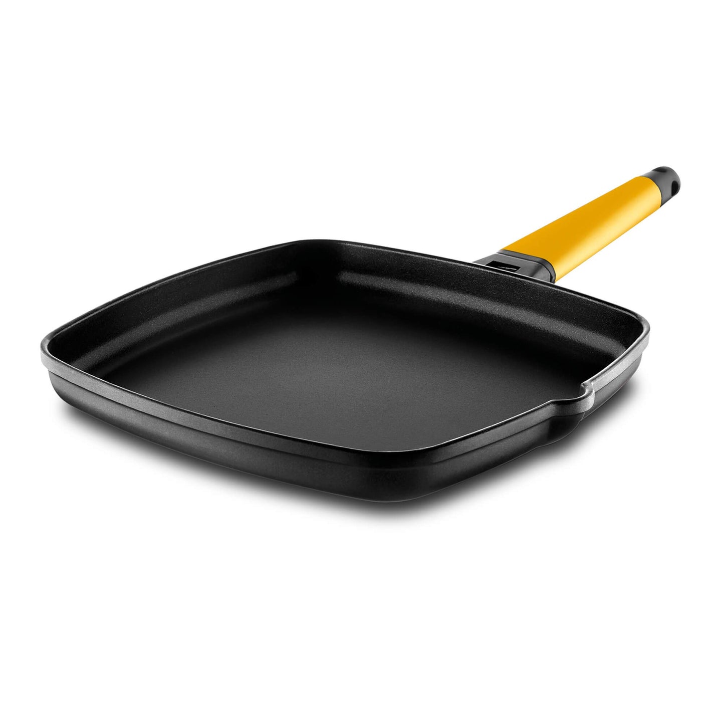 Castey ASADOR AR Noņemamu Dīli Dzeltenu 22 x 22 CM - Non-stick grill pan with removable handle, ideal for versatile cooking.