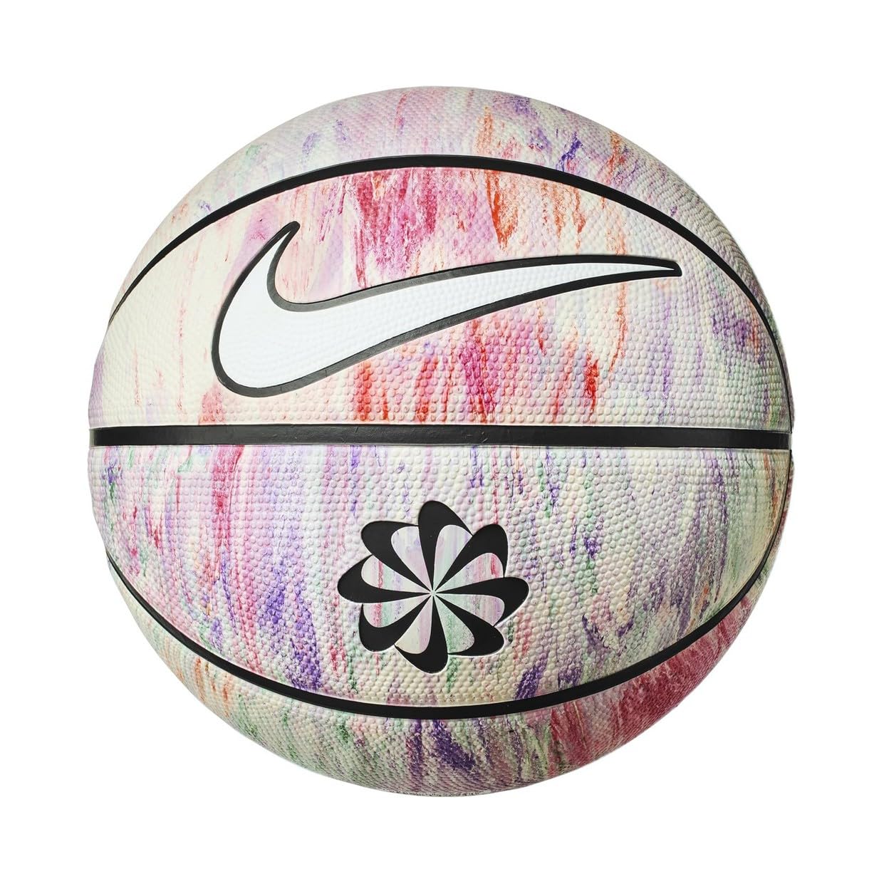 Basketbola bumba Nike Everyday Playground Basketball 8P Next Nature, āra basketbola bumba, izturīga ielas bumba, izpūsta piegāde, Multi/White/Black/White, 7. izmērs