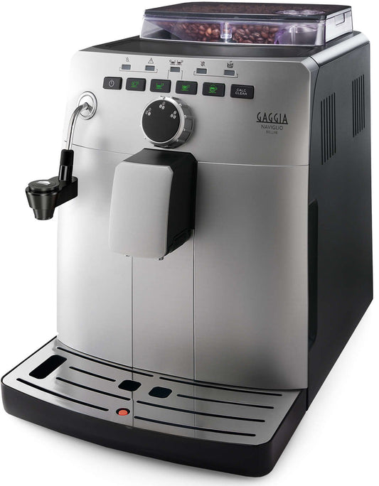 Gaggia HD8749/11 Naviglio Deluxe - fully automatic coffee machine, 15 Bar, 1.5L, silver, made in Italy, brews espresso and cappuccino.