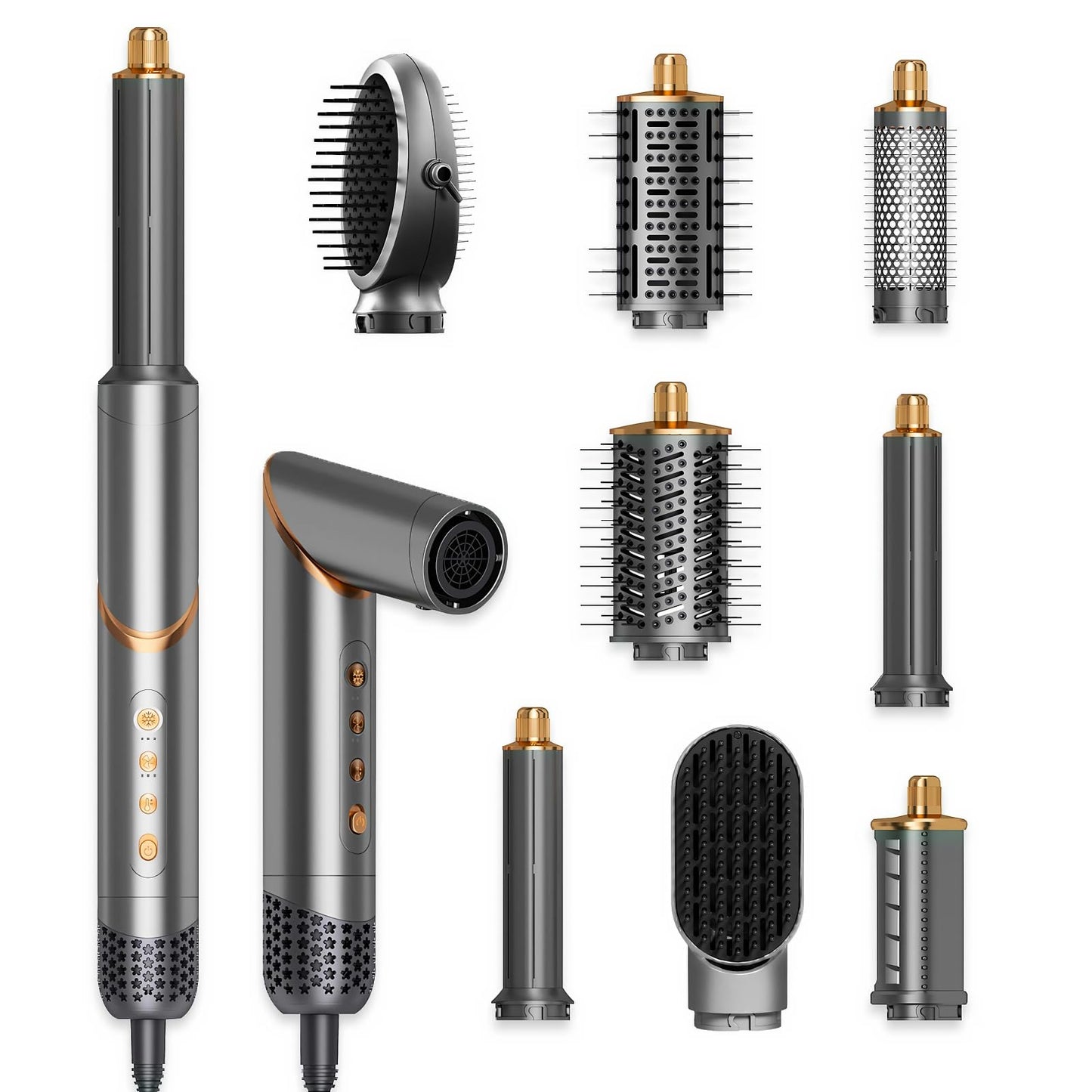 Matu fēns ar uzgaļiem Dryhsip 8-in-1 Hair Styler, fēnbirste sievietēm, airstyler ar diffuseri, taisnošanai, lokām, apjomam, Euro spraudnis