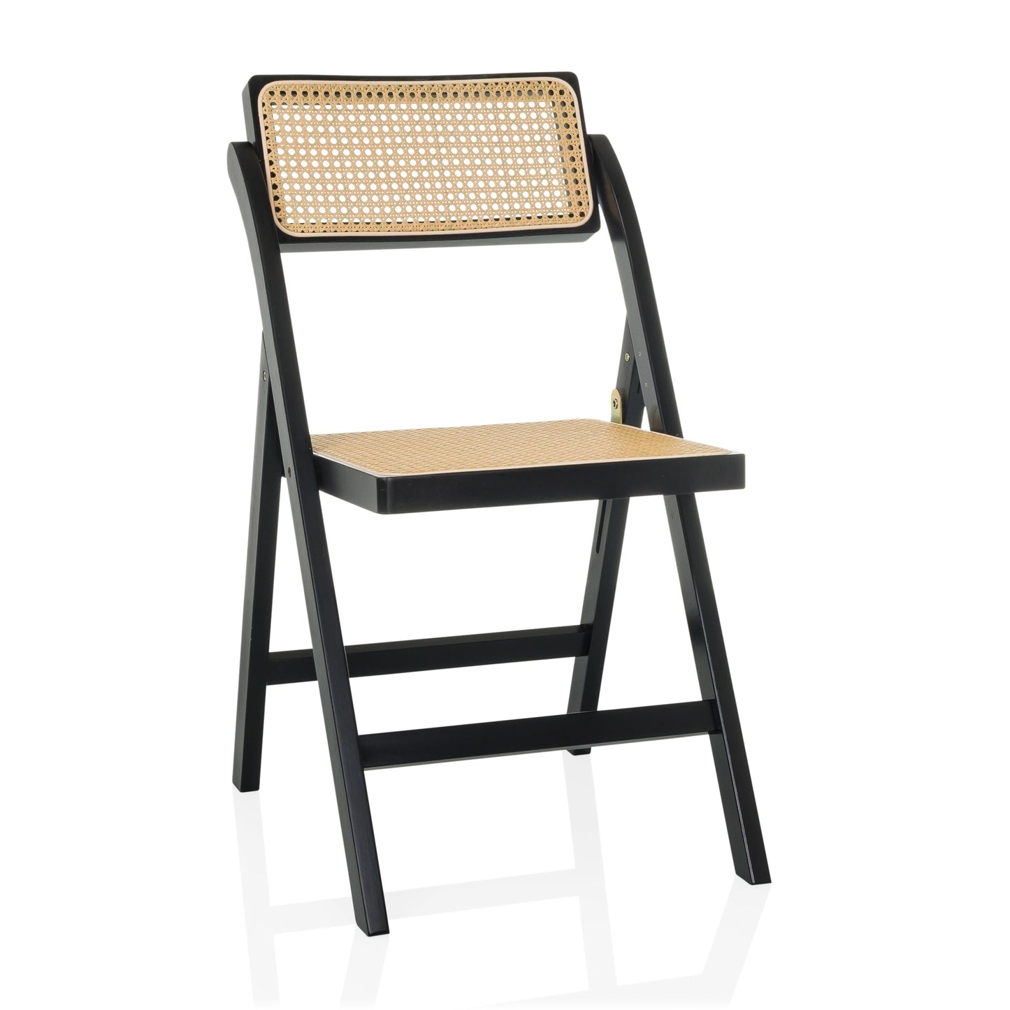 Bambusa saliekamais krēsls hjh LIVING TUDELA Bamboo, ar Vīnes pinumu, salokāms koka krēsls, 130kg, 360° grozāma atzveltne, melns/brūns
