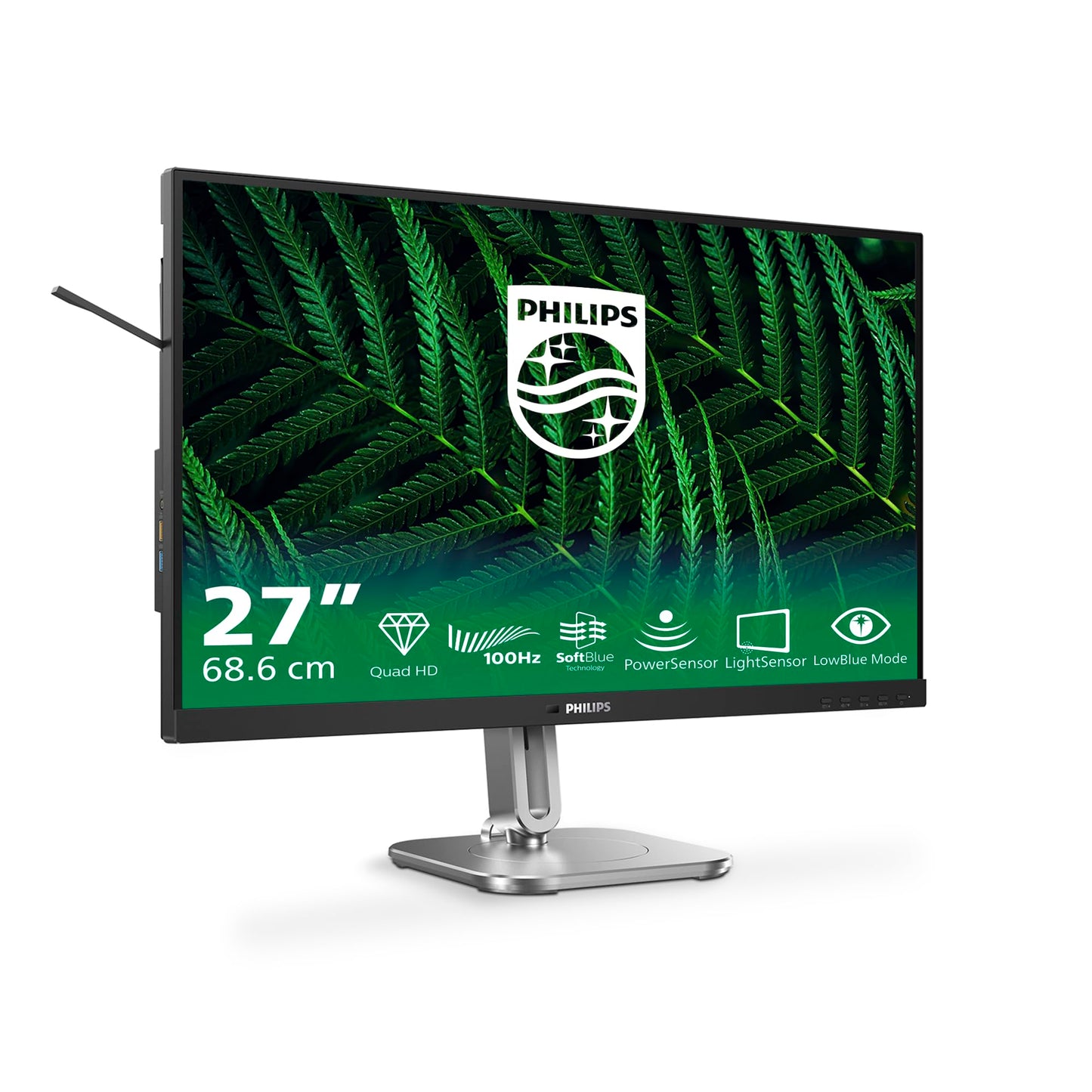 Philips 27B2G5500-27 - Full HD monitor, height adjustable, built-in speakers, Adaptive Sync, 2560x1440, 75 Hz, USB hub.
