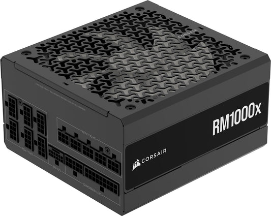 Corsair RM1000x - Fully modular, quiet ATX power supply, ATX 3.1 compatible, PCIe 5.1 support, Cybenetics Gold efficiency, black.