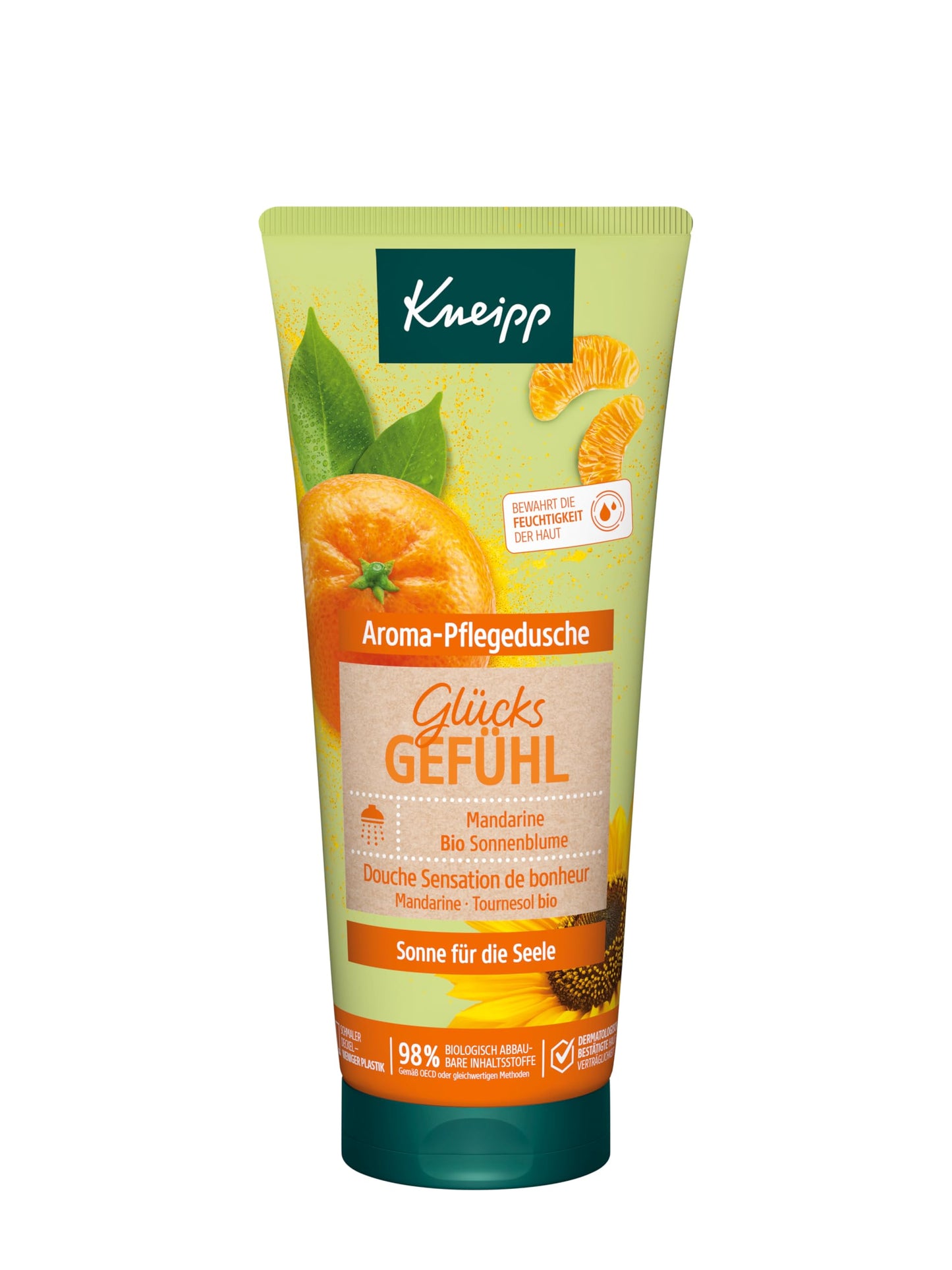 Kneipp aromatiskā dušas želeja Labsajūta ar mandarīnu un bioloģisko saulespuķi, 200 ml