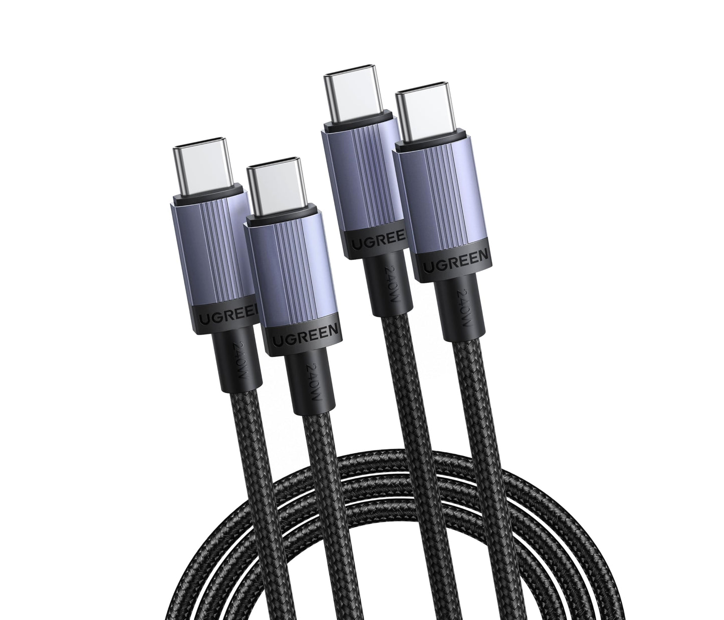 USB-C kabelis 240W UGREEN, PD 3.1 ātrās uzlādes kabelis, USB-C uz USB-C, 2 gab. pa 2M