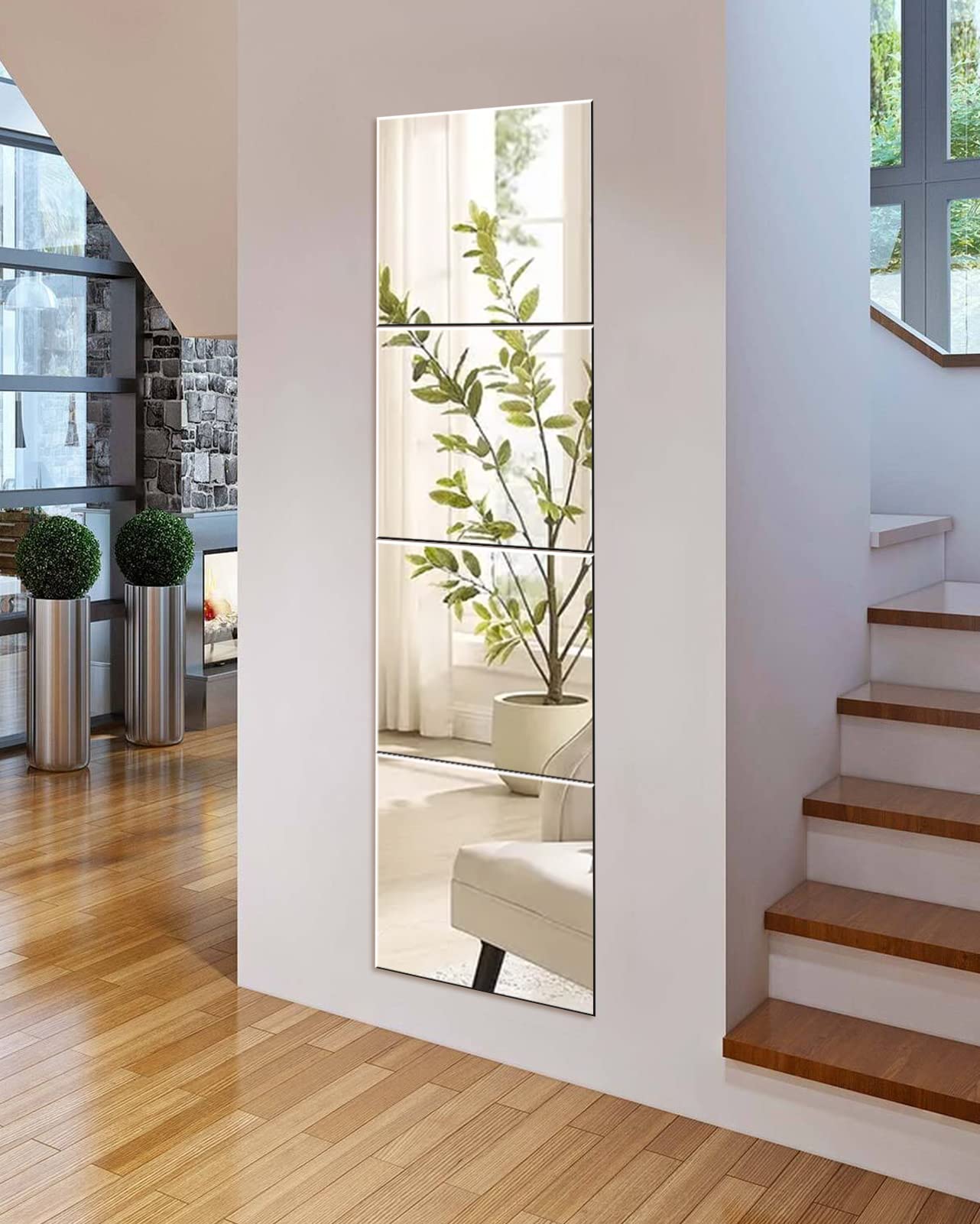 Sqinor sienas spoguļflīzes, pašlīmējošas spoguļflīzes 35x35, HD stikla DIY durvju spogulis, pilna auguma spogulis, spoguļflīžu uzlīmēšana uz sienas guļamistabai, viesistabai, skapja durvīm