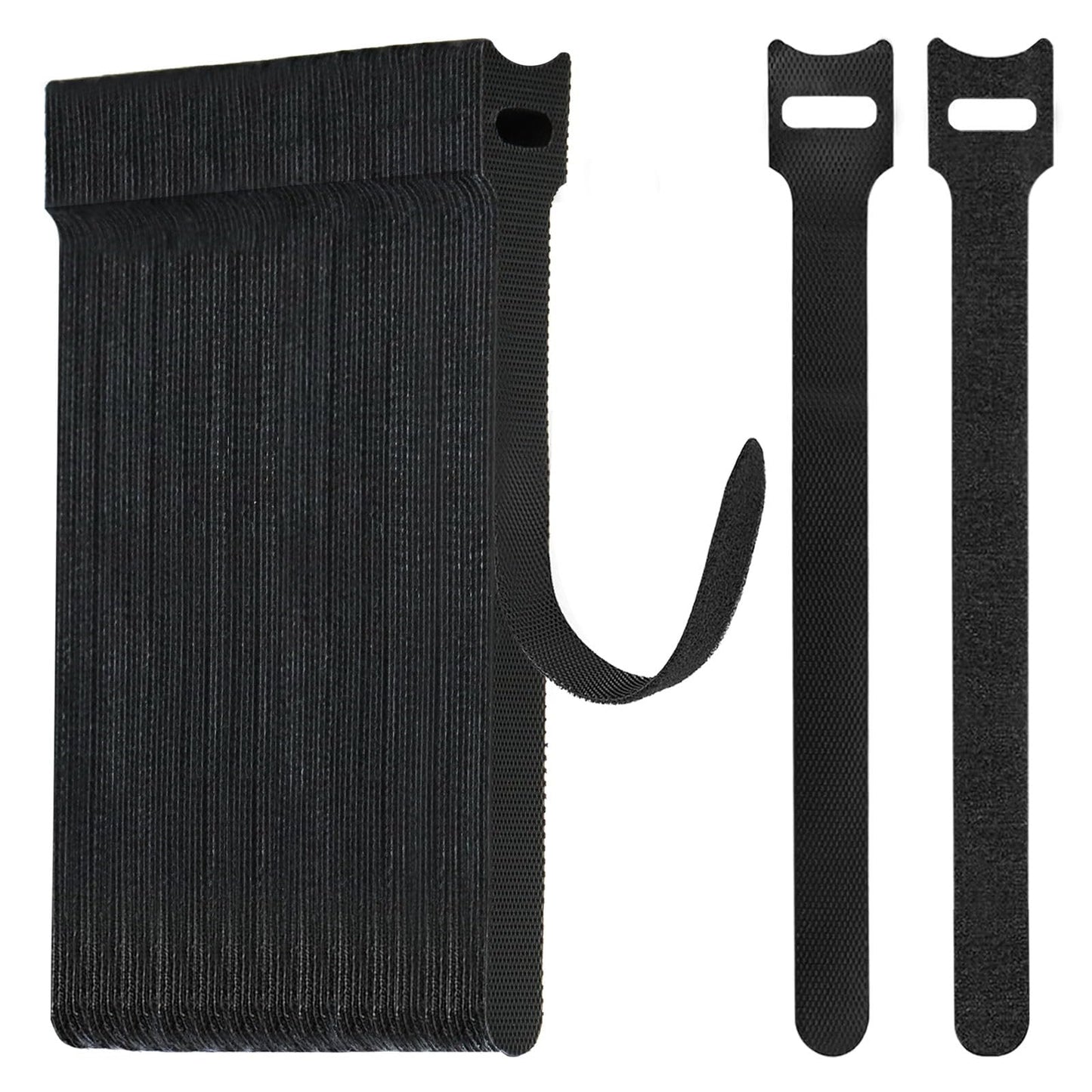 Kabeļu saites WSZJINB ar Velcro 70 gab. 15cm, atkārtoti aizveramas, melnas, kabeļu organizēšanai