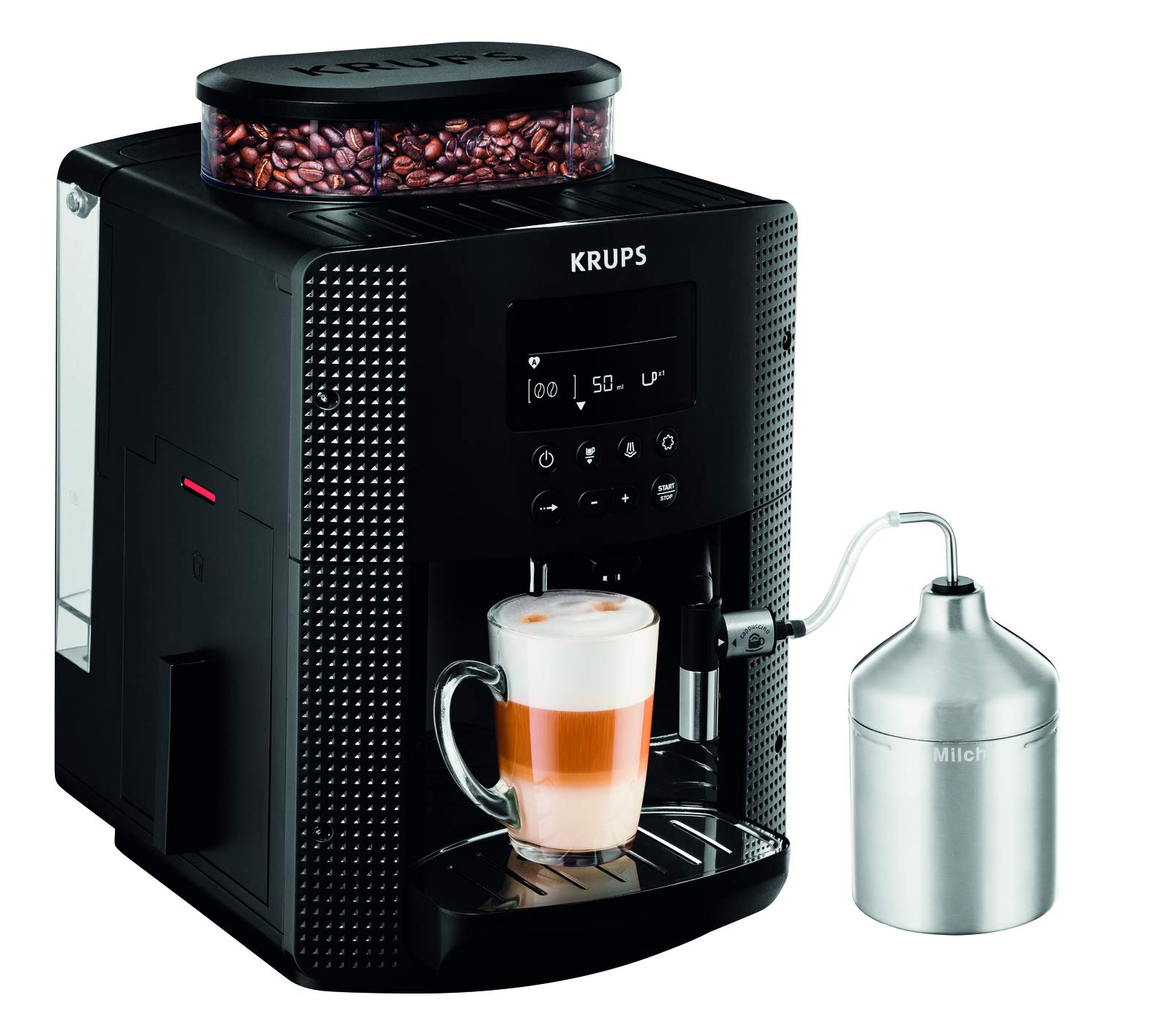 Krups Essential EA816031 - pilnībā automātisks kafijas automāts, 2 tasīšu funkcija, LCD displejs, viegla tīrīšana, melns.