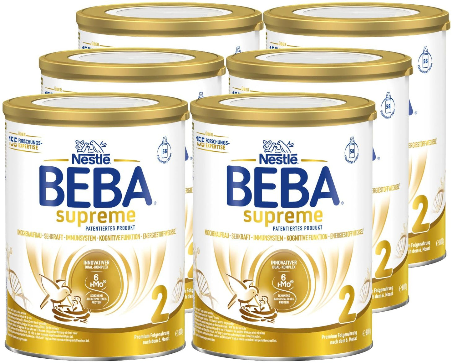 BEBA SUPREME 2, piena maisījums pēc 6. mēneša, bērnu piena pulveris, 6 x 800 g
