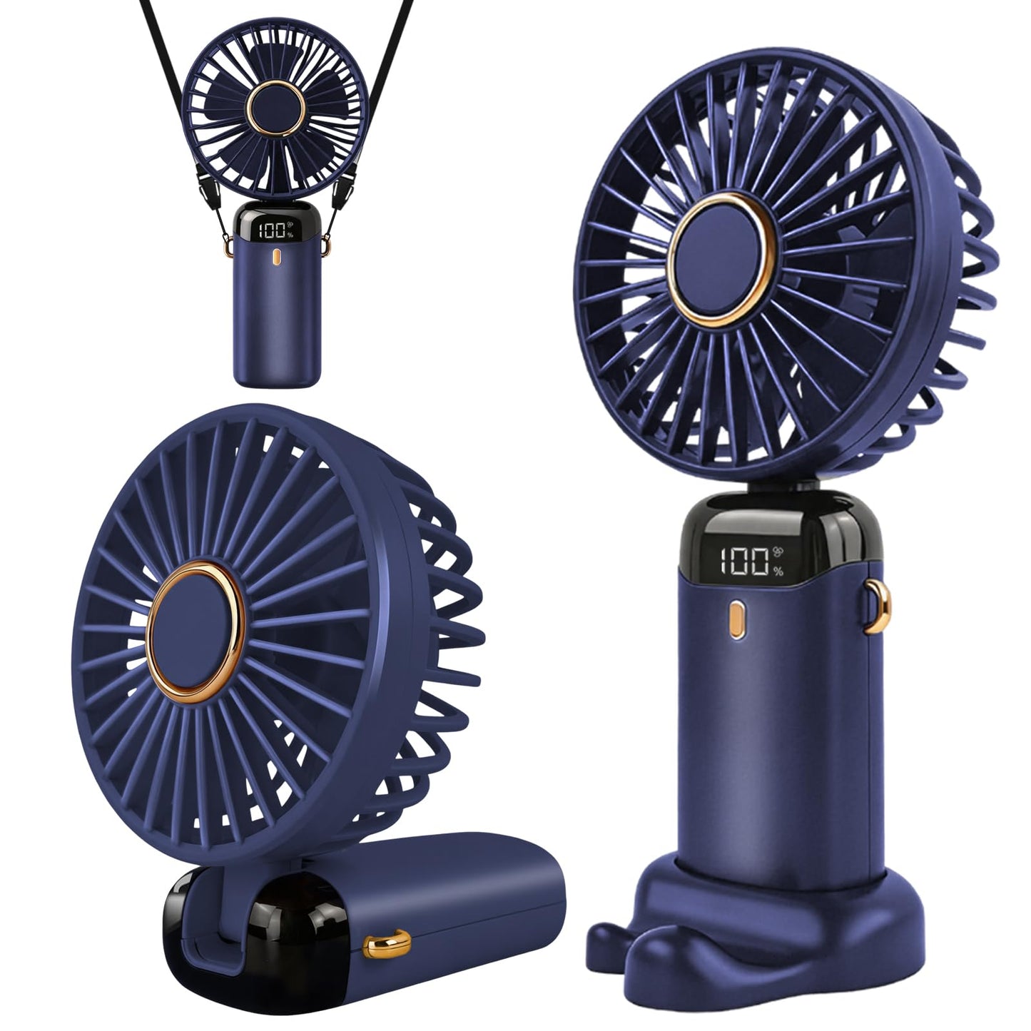 Rokas ventilators Jsdoin, pārnēsājams mini ventilators, uzlādējams, salokāms USB ventilators ar 5 ātrumiem