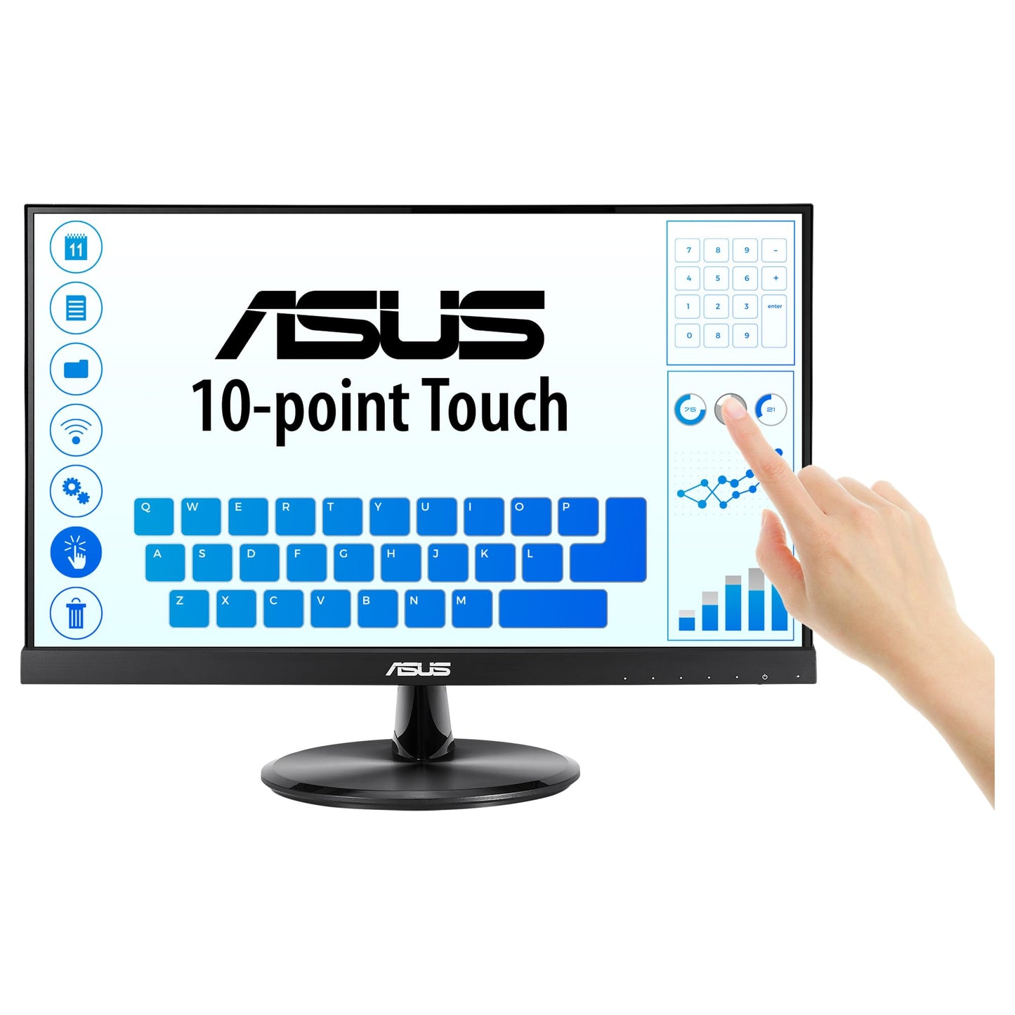 ASUS VT229H - 21.5" Full-HD touch monitor, 10-point multi-touch, flicker-free, blue light filter, 60Hz, 1920x1080, HDMI, D-Sub.