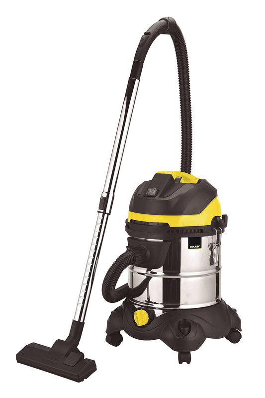 Putekļu un šķidrumu sūcējs 1400W - 20L nerūsējošā tērauda tvertne, melns, jaudīgs un daudzfunkcionāls.