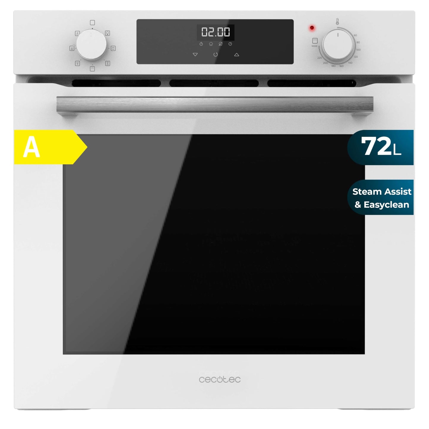 Cepeškrāsns Cecotec Bolero Hexa M226000 Glass White A, 60 cm, 2800 W, 72 l, 7 funkcijas, grila režīms, ventilatora palīgs grils, konvekcijas režīms, atkausēšana, Steam Base X2, Steam EasyClean, Steam Assist