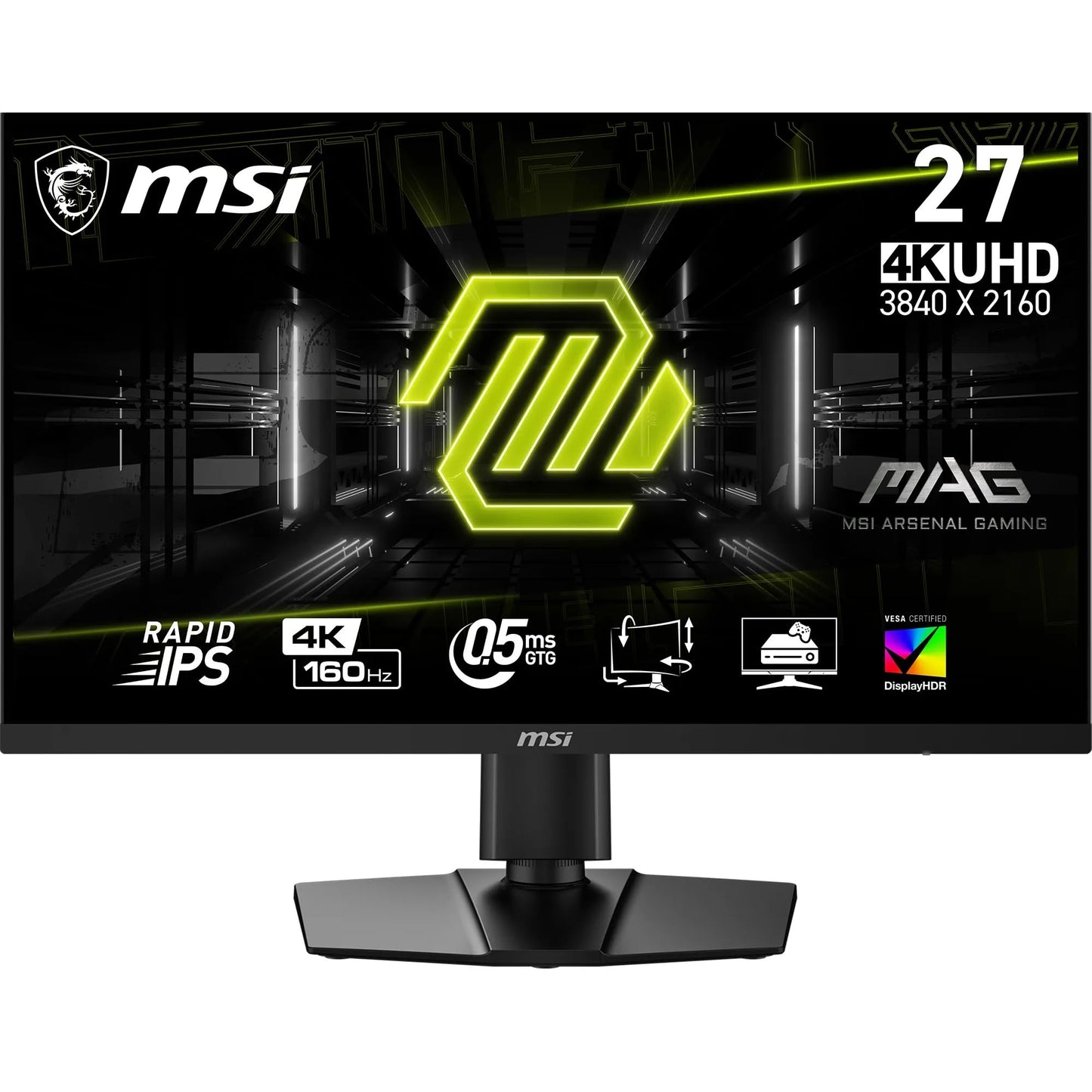 MSI MAG 274UPF E2 - 27" UHD gaming monitor, 3840x2160, 160Hz, 0.5ms, 133% sRGB, frameless, VESA DisplayHDR 400.