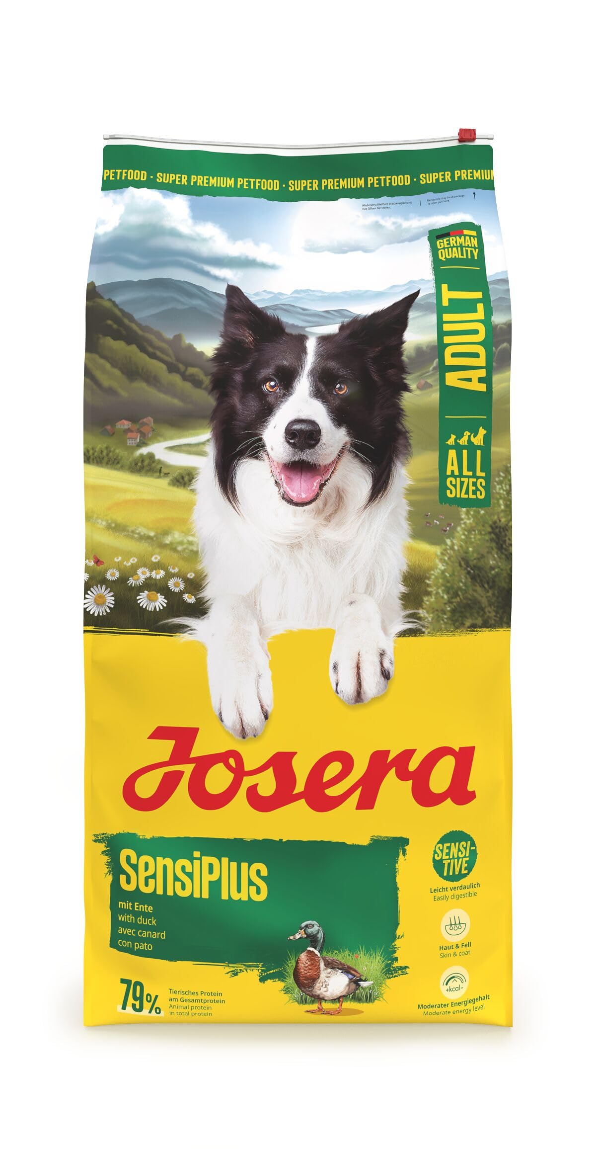 Sausā suņu barība JOSERA SensiPlus ar pīli un rīsiem pieaugušiem suņiem, 12,5 kg
