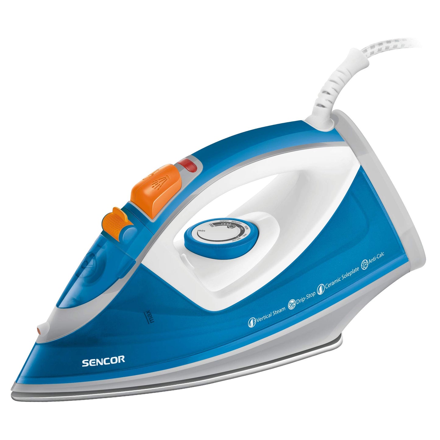 Tvaika gludeklis, 2400 W, zils - Powerful steam iron with adjustable settings and ergonomic design for efficient ironing.