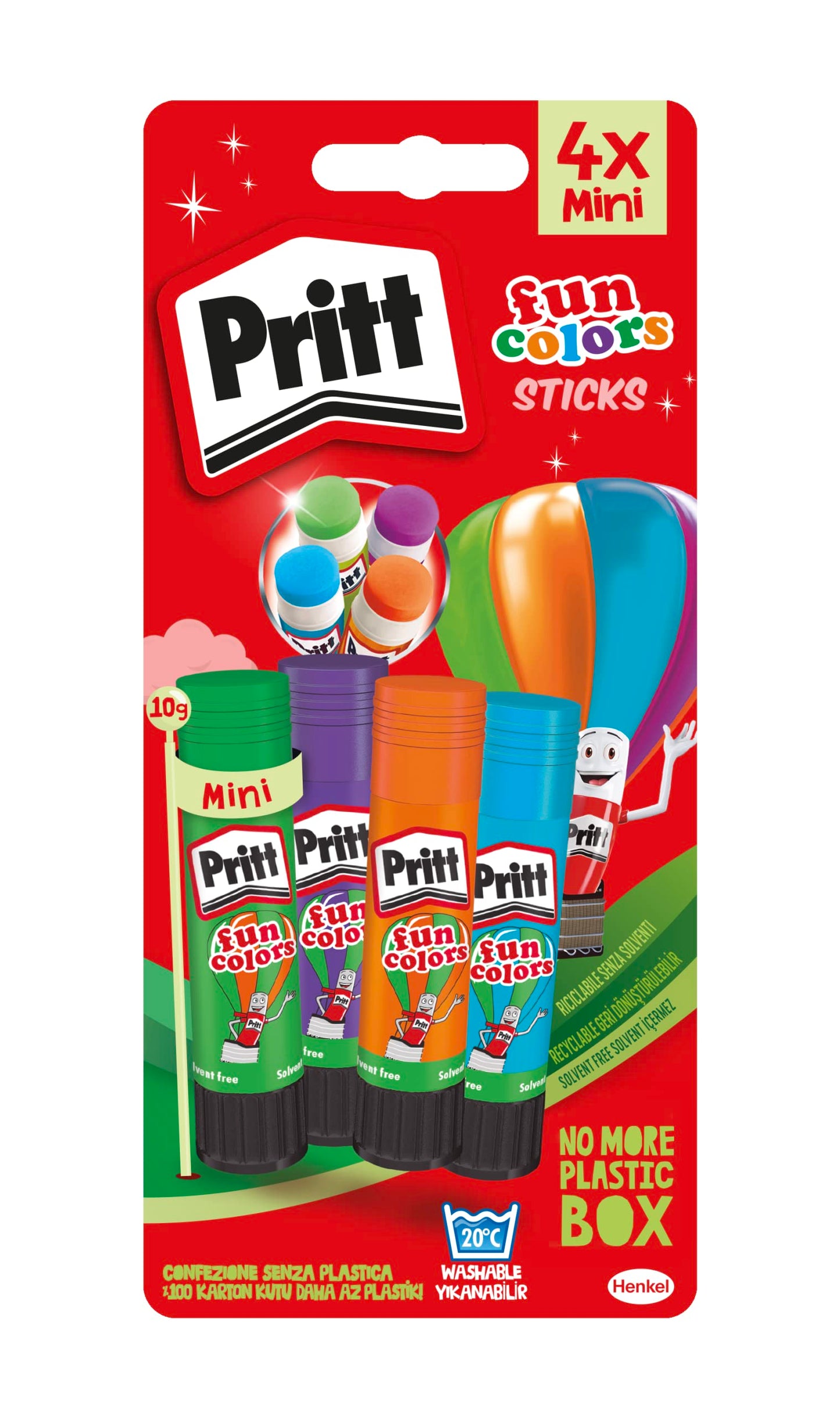 Krāsaini līmējamie stienīši Pritt 1100085 Fun Colors, 4 x 10 g