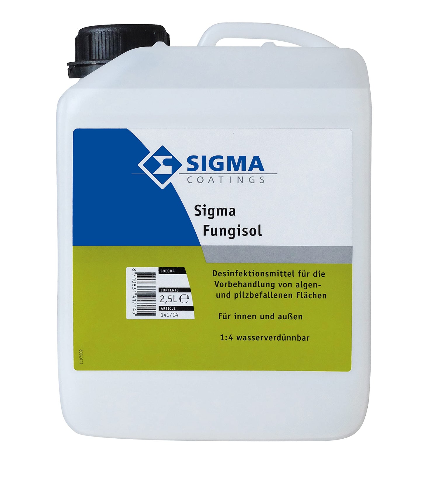SIGMA Fungisol, 2,5 L - ūdenī atšķaidāms dezinfekcijas līdzeklis virsmu apstrādei, kuras skārusi aļģu un sēnīšu iedarbība