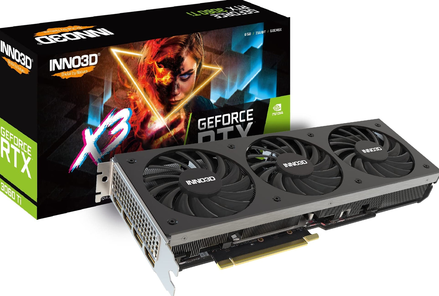 Inno3D GeForce RTX 3060 Ti X3 OC 8Go - Triple fan cooling, 8GB GDDR6, high-performance gaming graphics card