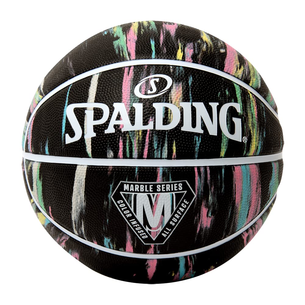 Basketbola bumba Spalding Marble Series Black Pastel 5. izmērs, gumijas, āra basketbols, Super Grip, bērniem