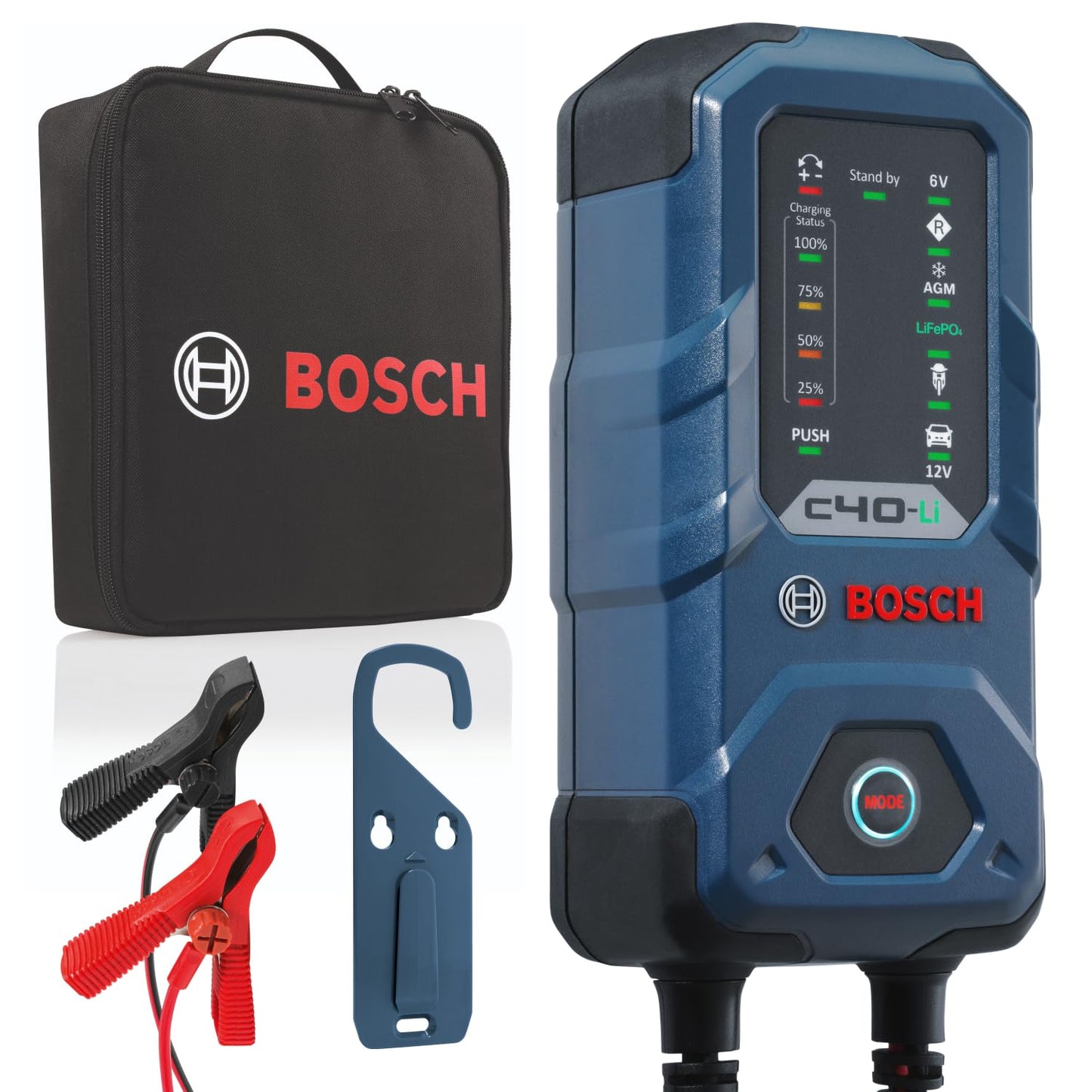 BOSCH akumulatora lādētājs 0189921040 C40-Li 12V litija, AGM, GEL un svina-skābes akumulatoriem