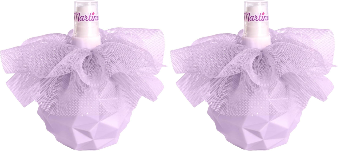 Bērnu smaržu aerosols Martinelia Paillette, 100 ml, meiteņu aromāts ar spīdumu, Eau de Toilette ar maigu miglu ādai, smaržots, Routine Beauté, violets smidzinātāja flakons ar tills