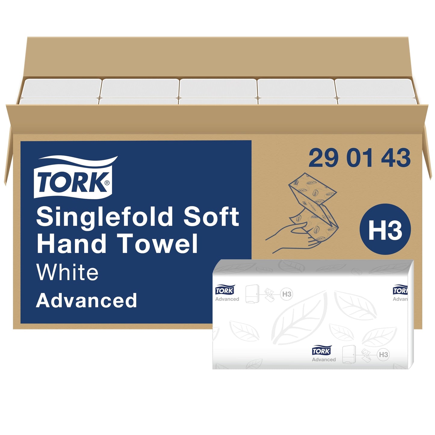 Papīra roku dvieļi Tork Advanced 290143, H3 salokāmie, mīksti, 2 slāņi, balti, 15 x 250 loksnes