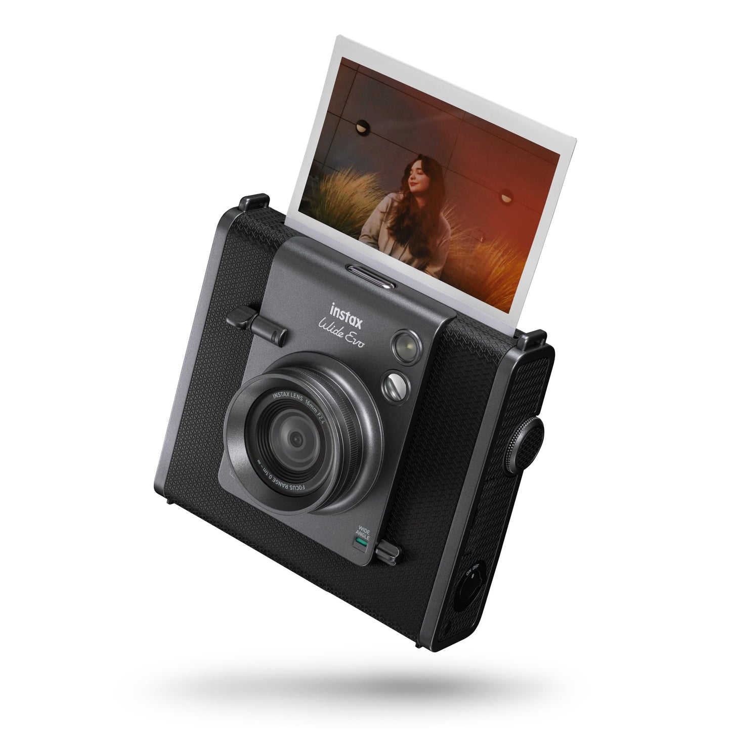 instax Wide EVO EX D - Instant film camera with wide-format prints, creative filters, and Bluetooth connectivity.