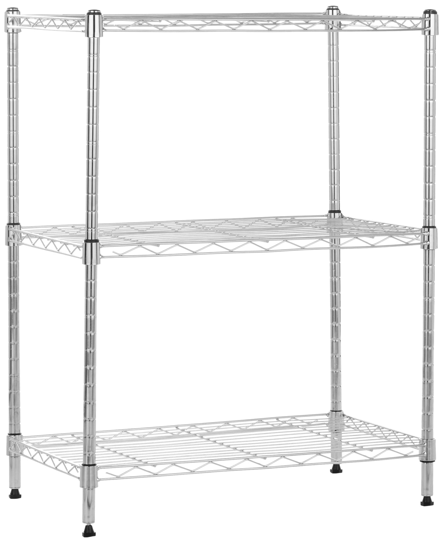 augstumā regulējamiem plauktu ieliktņiem un līmeņošanas kājām, maksimālais svars 340 kg, hroms, 34 cm D x 58.9 cm P x 76.2 cm A