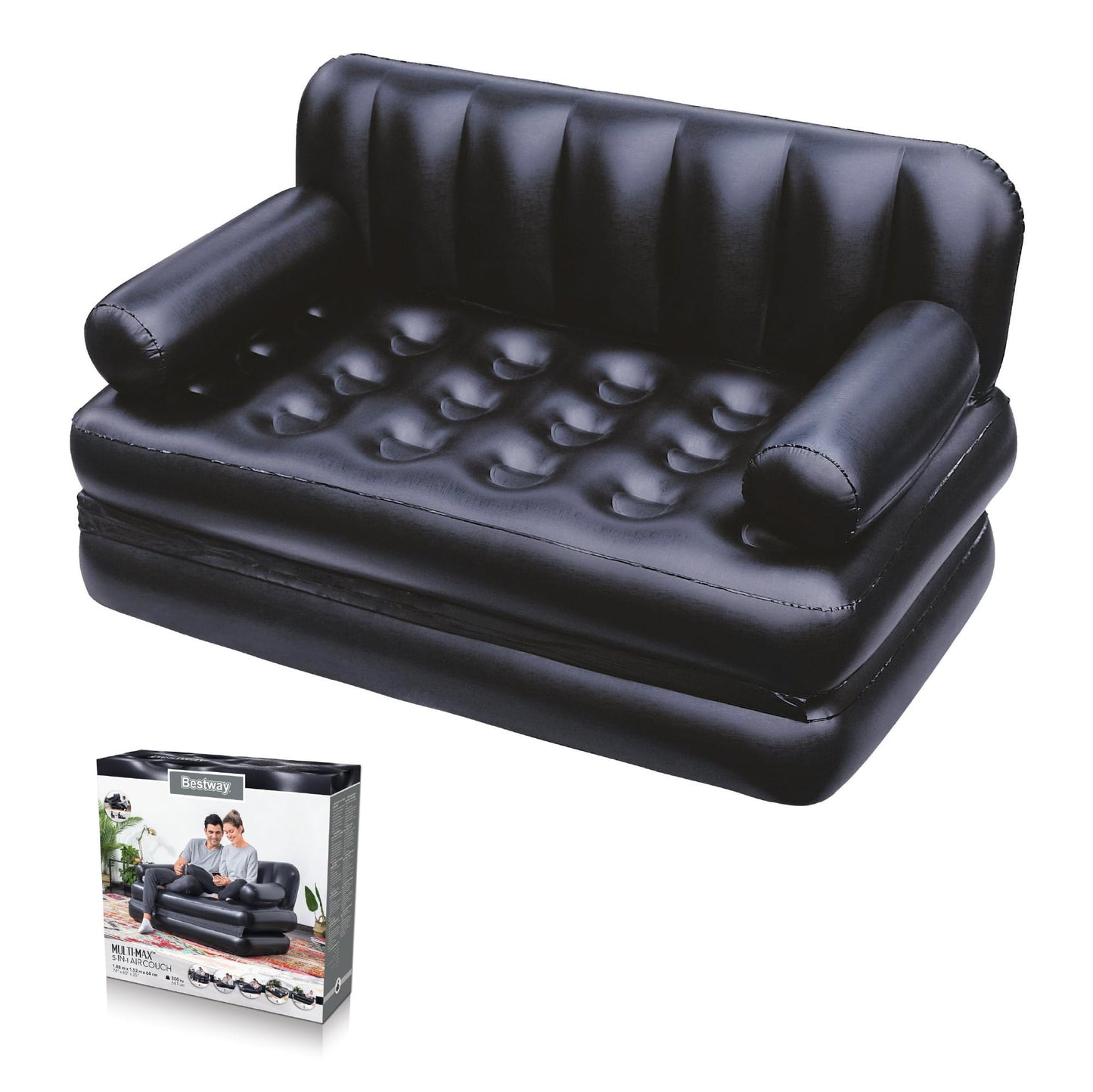 Piepūšamais gulta Bestway Pavillo 5-in-1 Couch Double-Size, PVC, 188 x 152 x 64 cm, 75054-17, melna