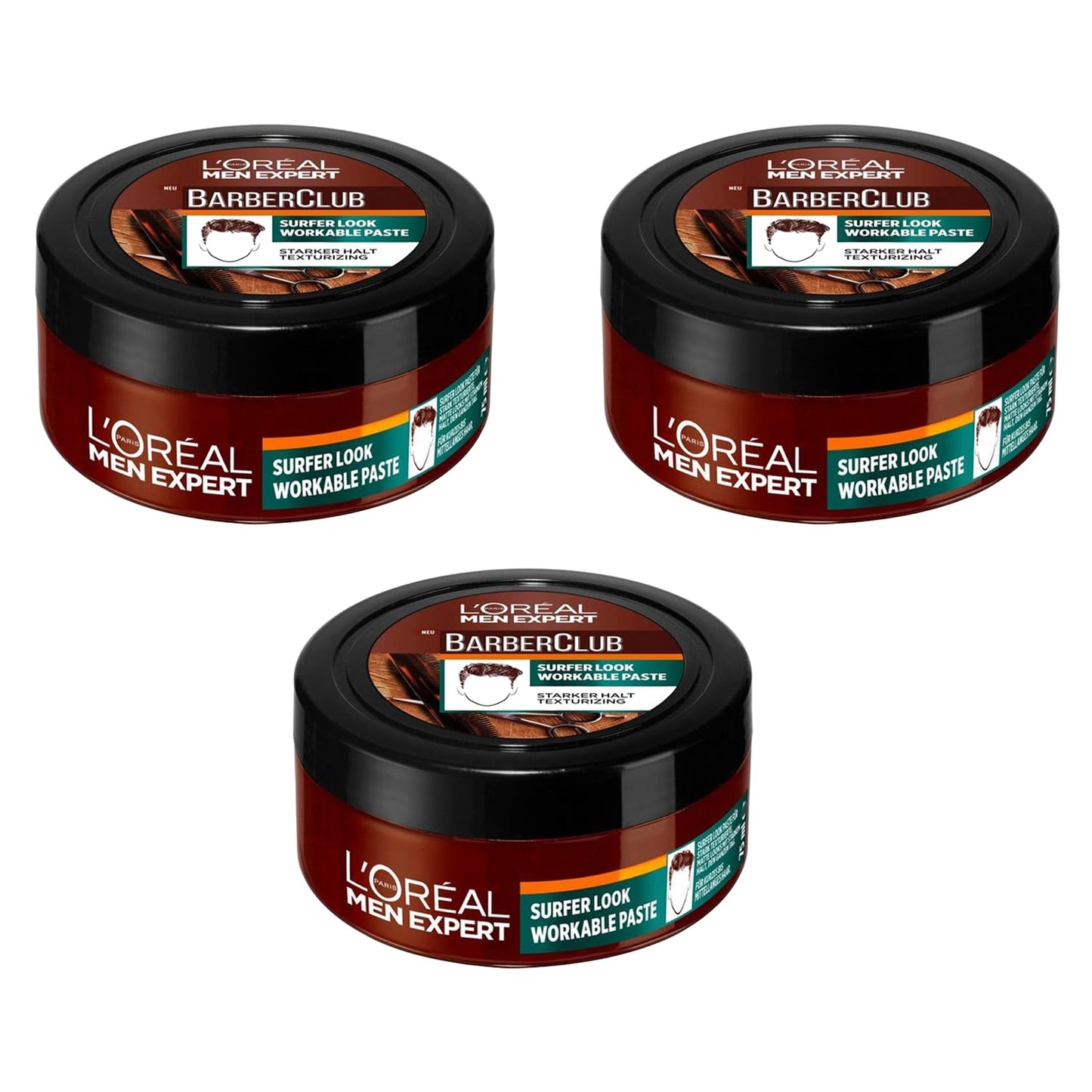 Matu pasta 3x L'Oreal Paris Men Expert Barber Club Surfer Look Workable Haar Paste 75ml