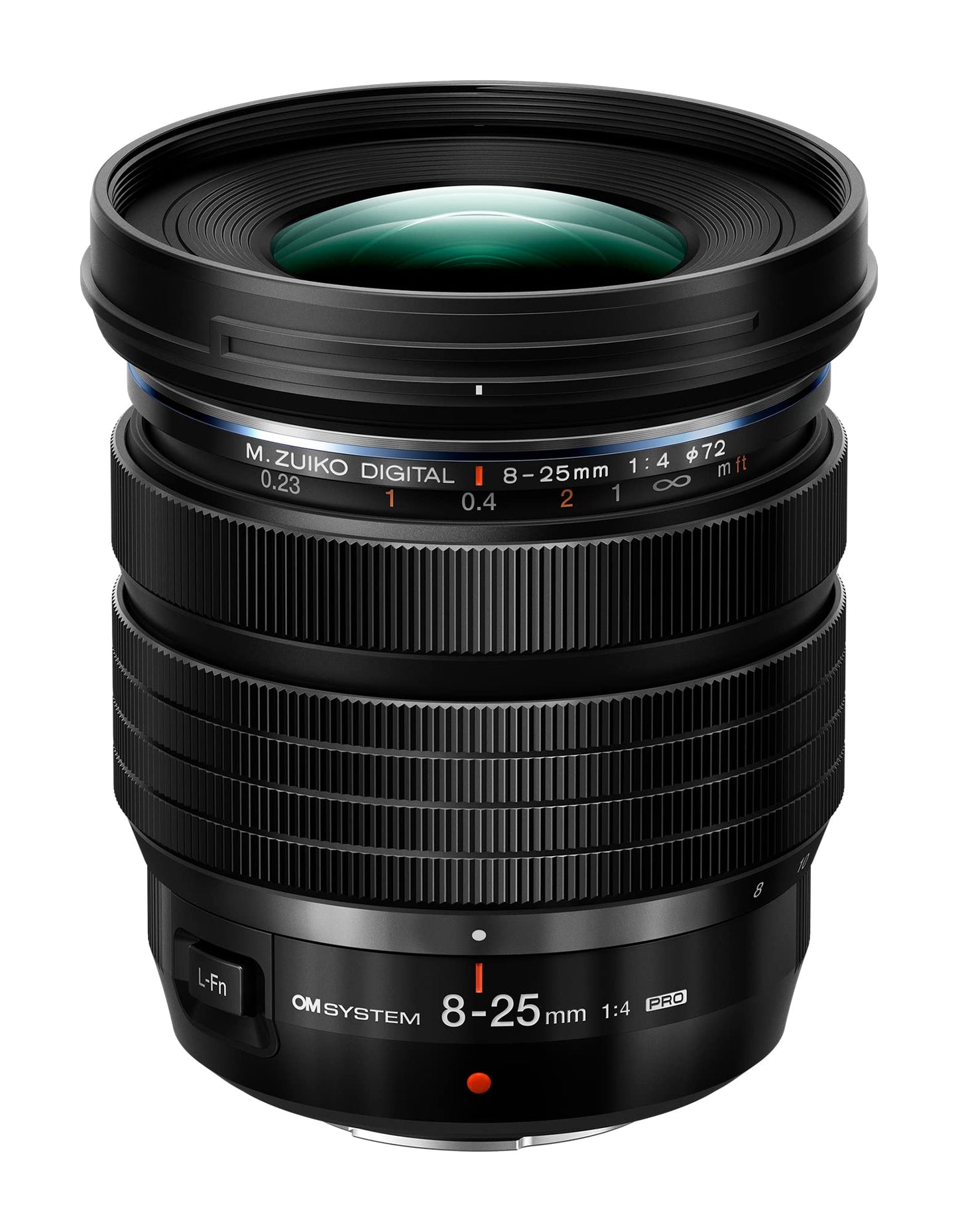 OM SYSTEM M.Zuiko Digital ED 8-25mm F4.0 PRO, plaša leņķa zoom objektīvs, piemērots visām Micro-Four-Thirds sistēmas kamerām (Olympus OM-D un Pen modeļiem, Panasonic G sērijai), melns