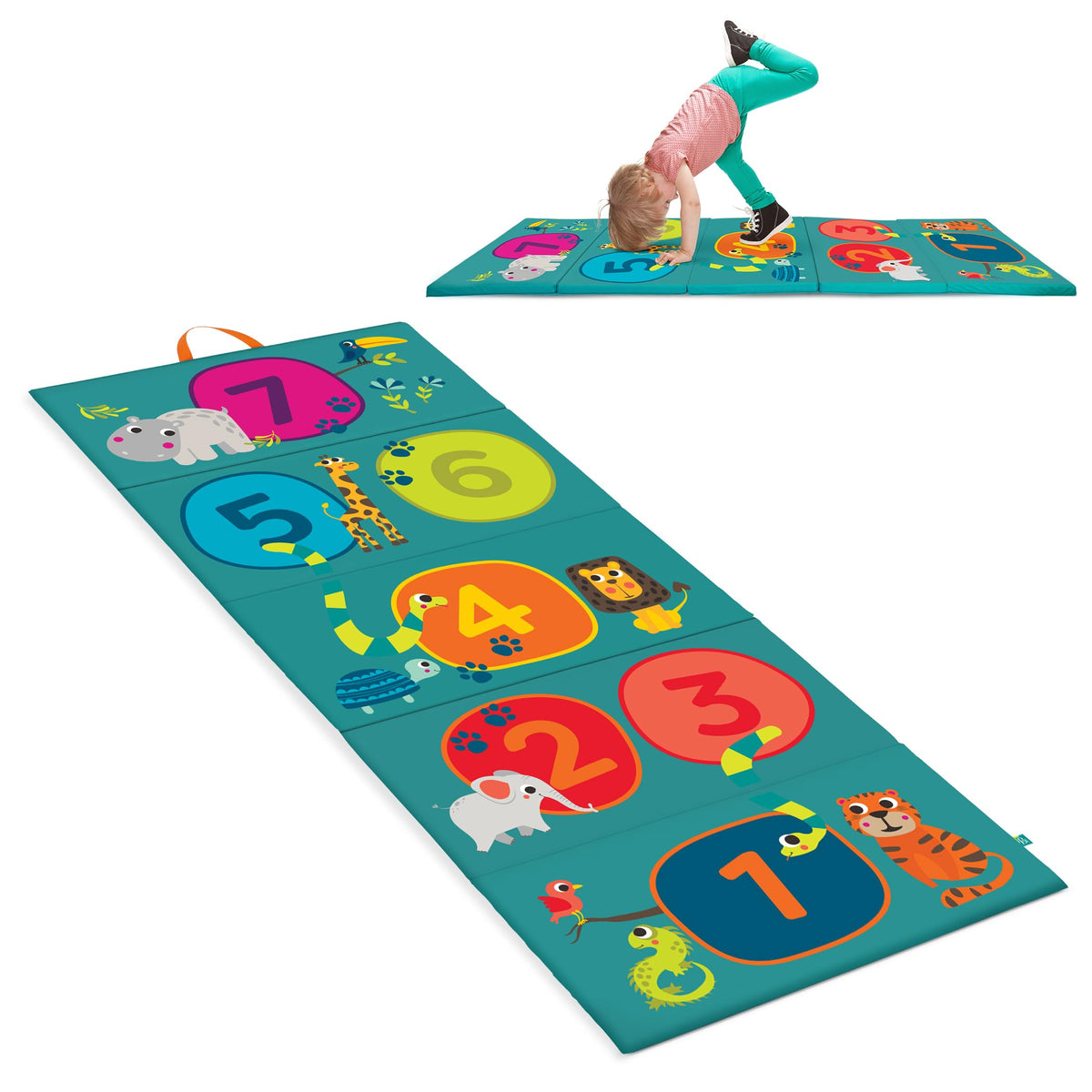 B. toys Hop-n-Count bērnu vingrošanas paklājs, salokāms, lēkšanai un skaitīšanai