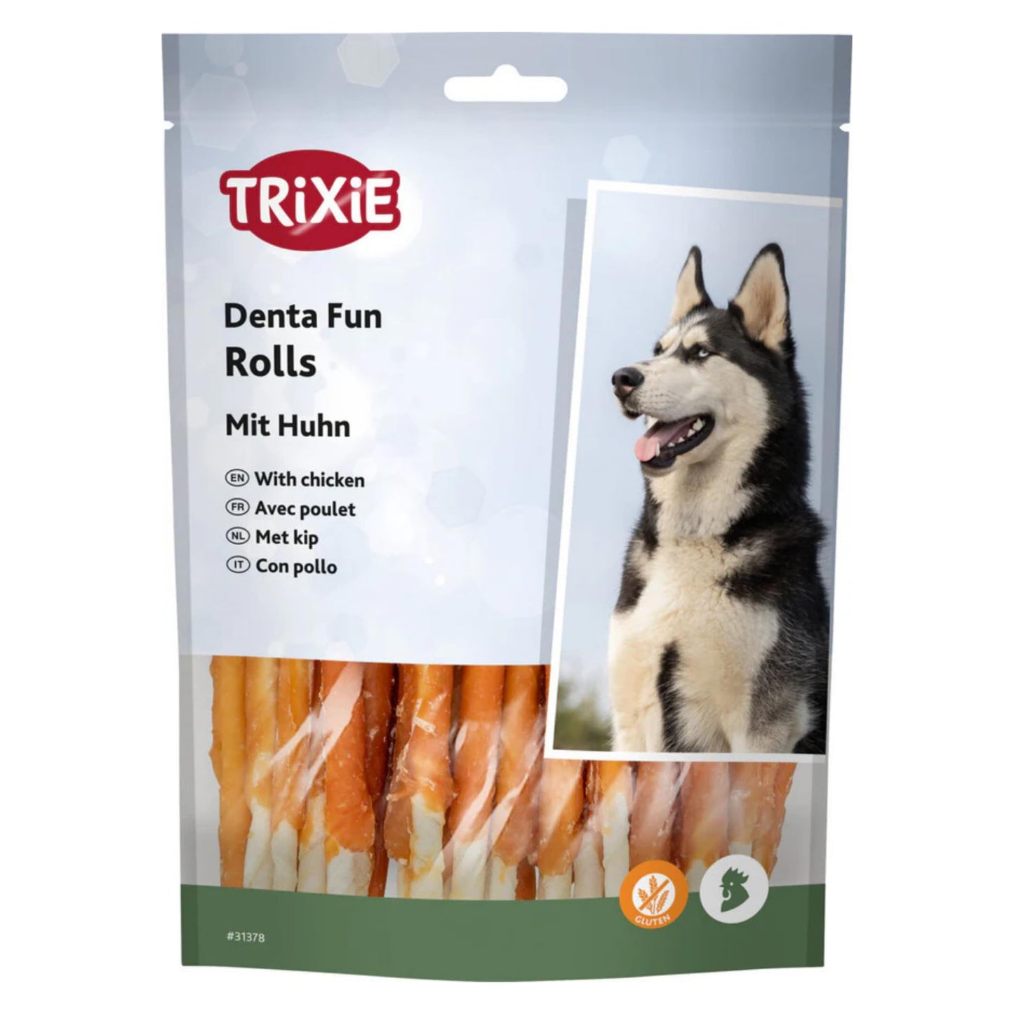 Suņu kārumi TRIXIE Denta Fun Chicken Chewing Rolls – 240 g, 30 gab., 12 cm