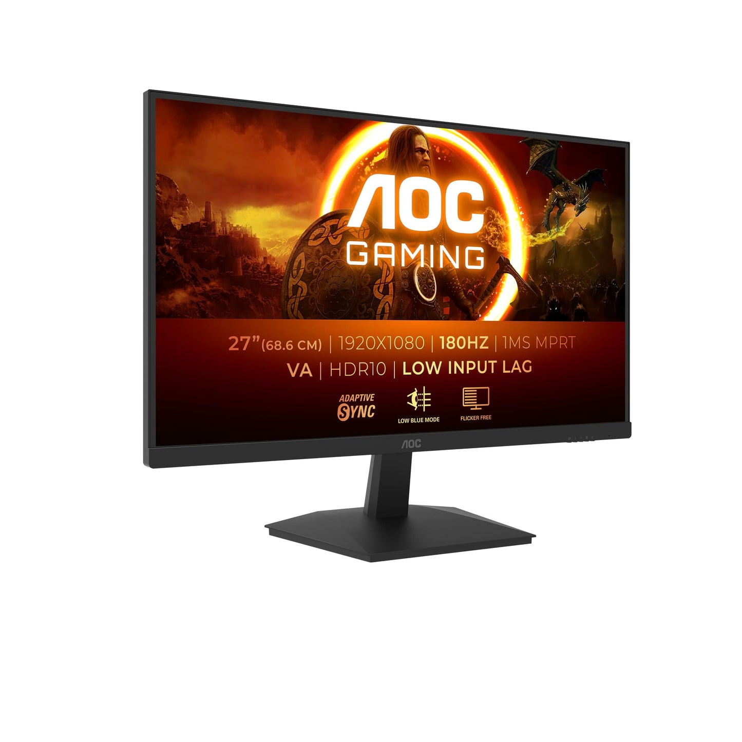 AOC Gaming 27G15N - 27" Full HD, 180Hz, fast VA, 1ms response, adaptive sync, HDR10, low input lag, HDMI 2.0, DisplayPort 1.4